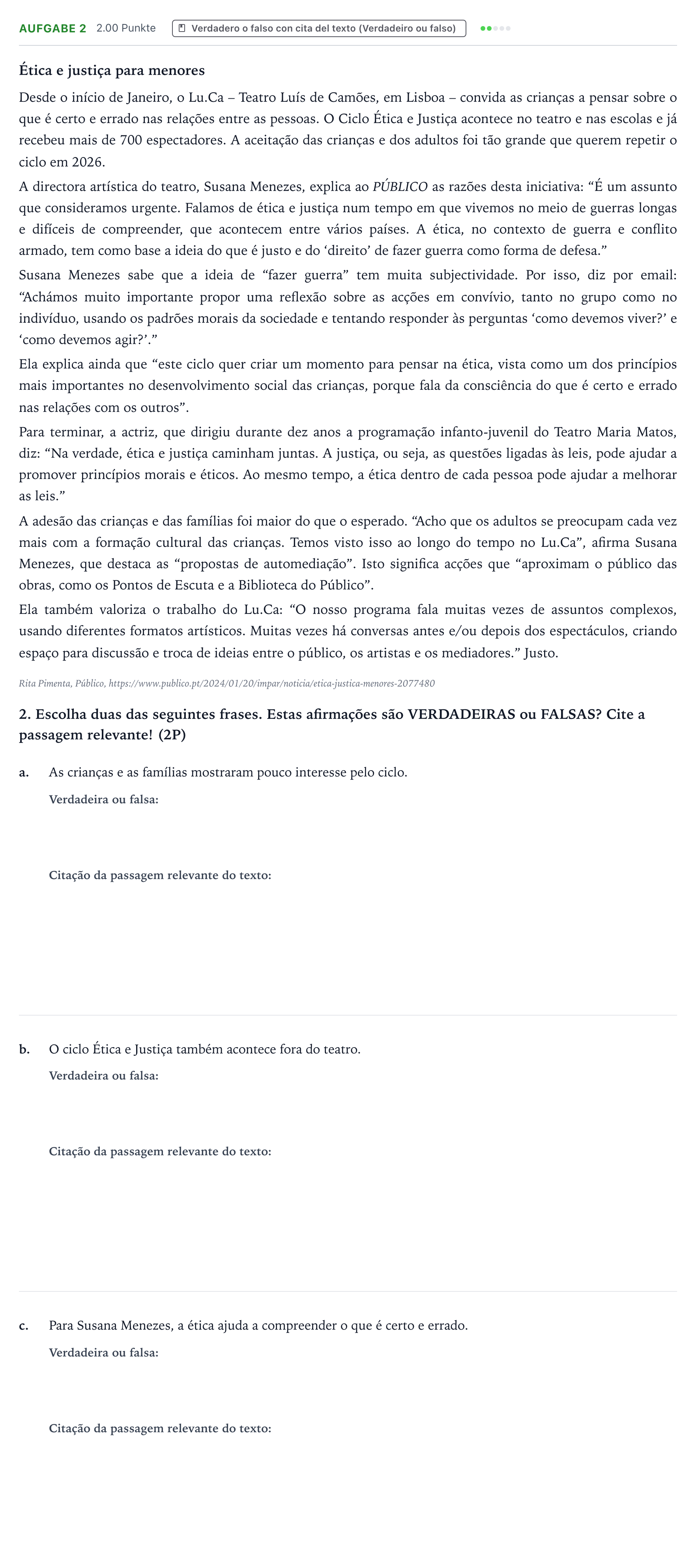 Enunciado: Problema 2 · Portugués PAU País Vasco Extraordinaria 2026