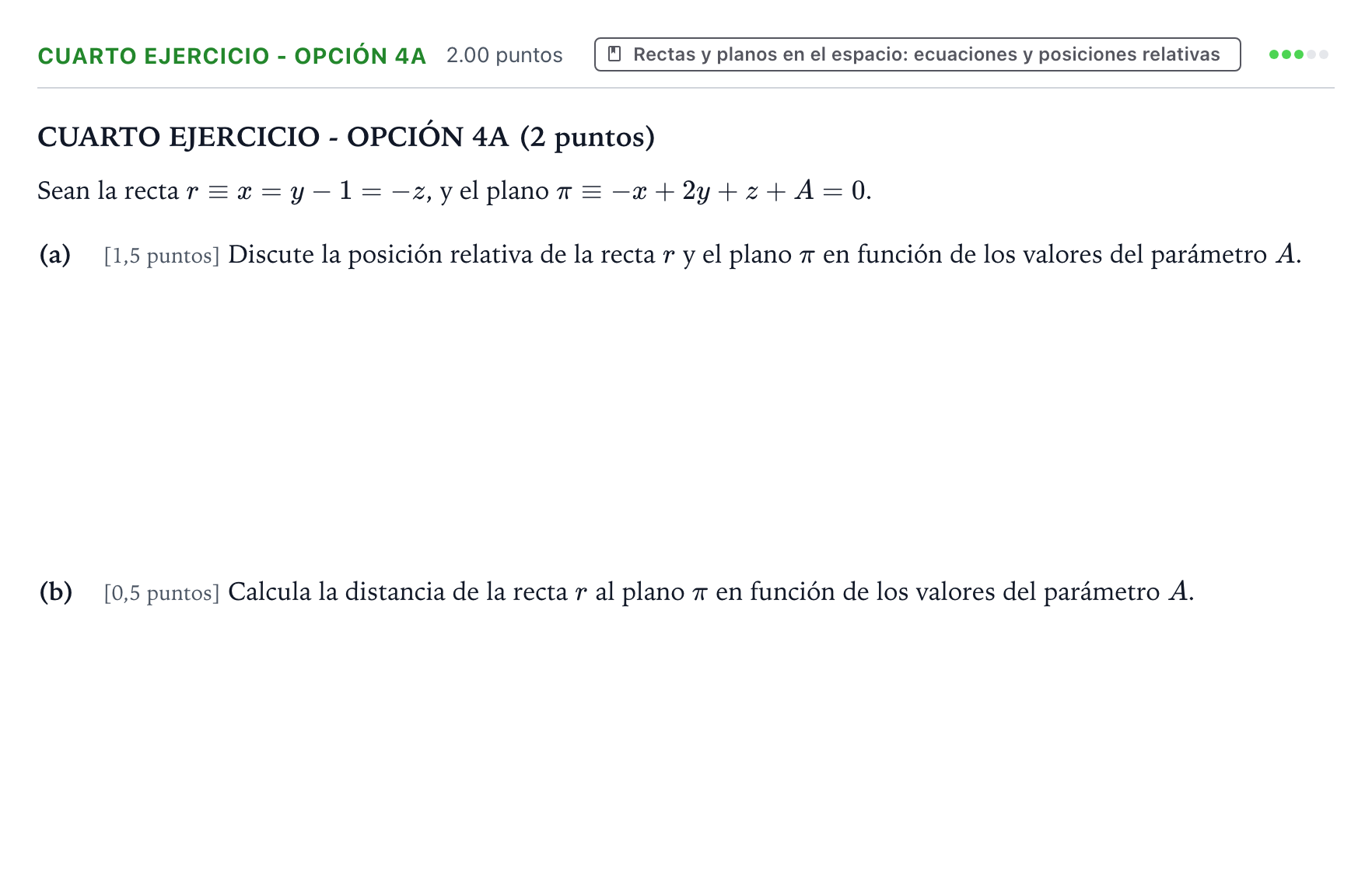 Enunciado: Ejercicio Cuarto Ejercicio - Opción 4A · Matemáticas II PAU País Vasco Ordinaria 2026