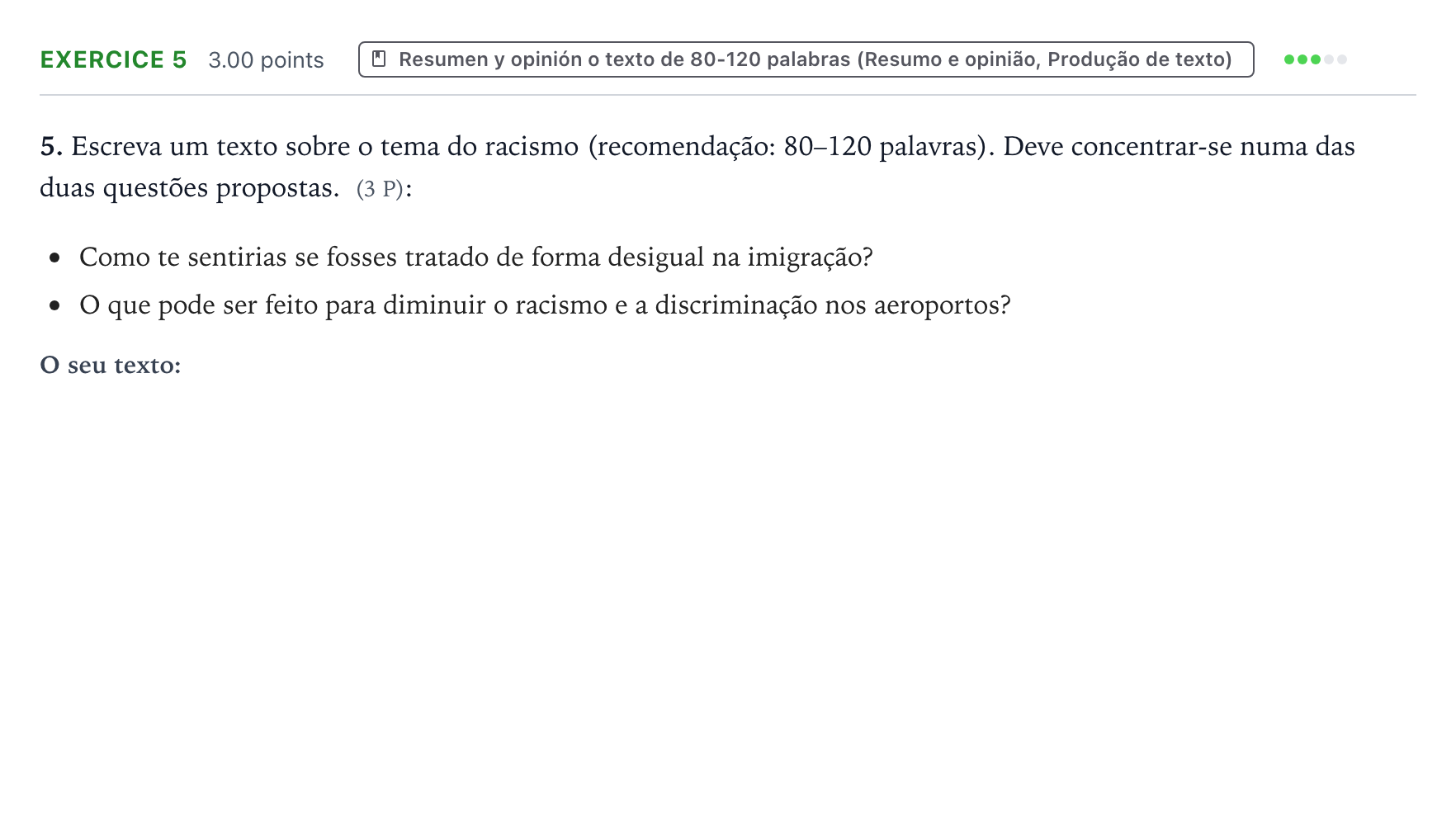 Enunciado: Problema 5 · Portugués PAU País Vasco Ordinaria 2026