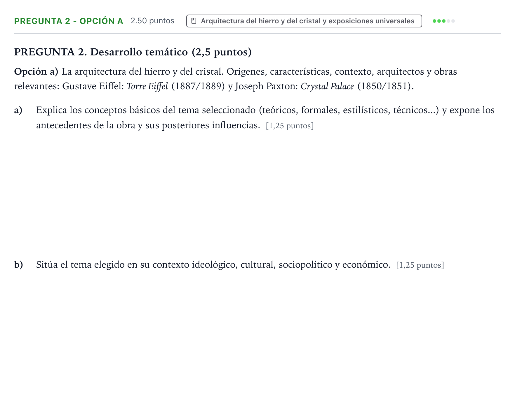 Enunciado: Pregunta 2 - Opción a · Movimientos Culturales y Artísticos PAU País Vasco Ordinaria 2026