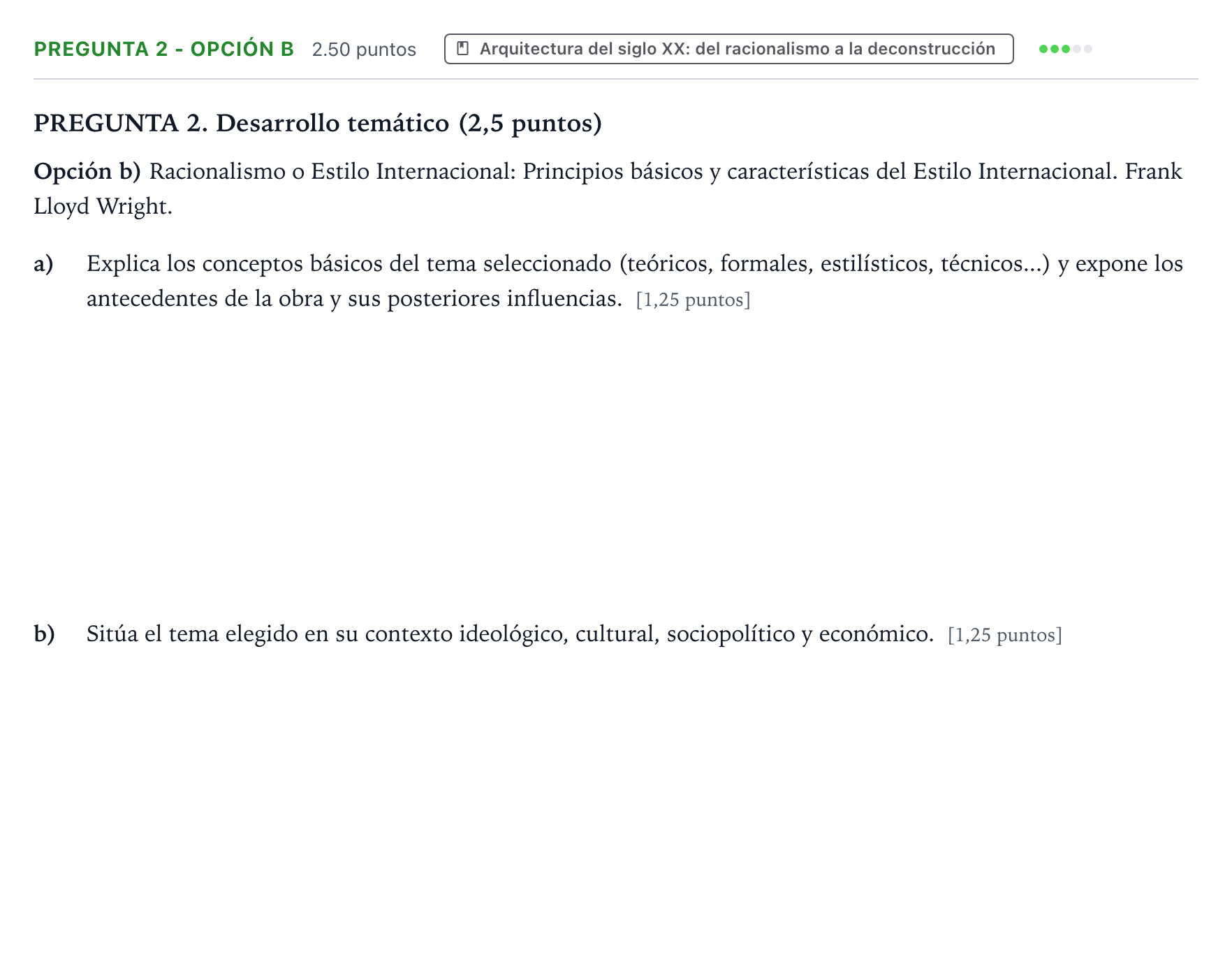 Enunciado: Pregunta 2 - Opción b · Movimientos Culturales y Artísticos PAU País Vasco Ordinaria 2026