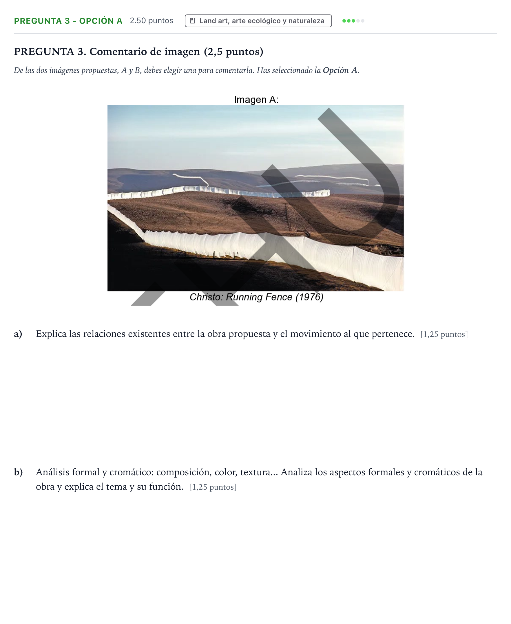 Enunciado: Pregunta 3 - Opción A · Movimientos Culturales y Artísticos PAU País Vasco Ordinaria 2026