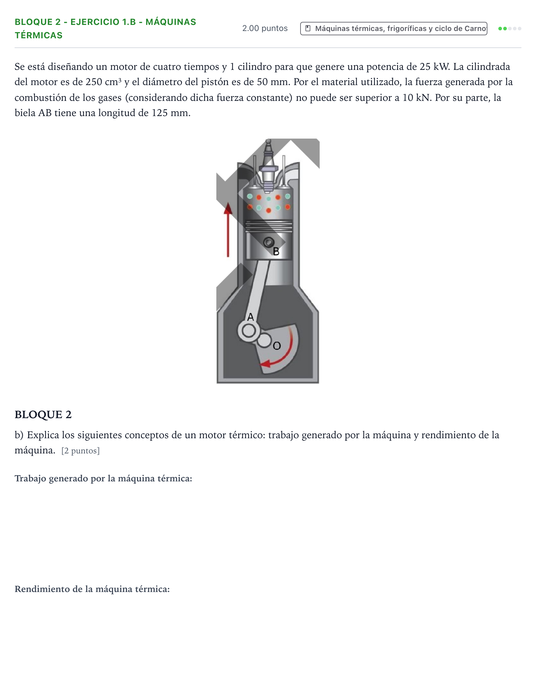 Enunciado: Bloque 2 - Ejercicio 1.b - Máquinas térmicas · Tecnología e Ingeniería II PAU País Vasco Ordinaria 2026