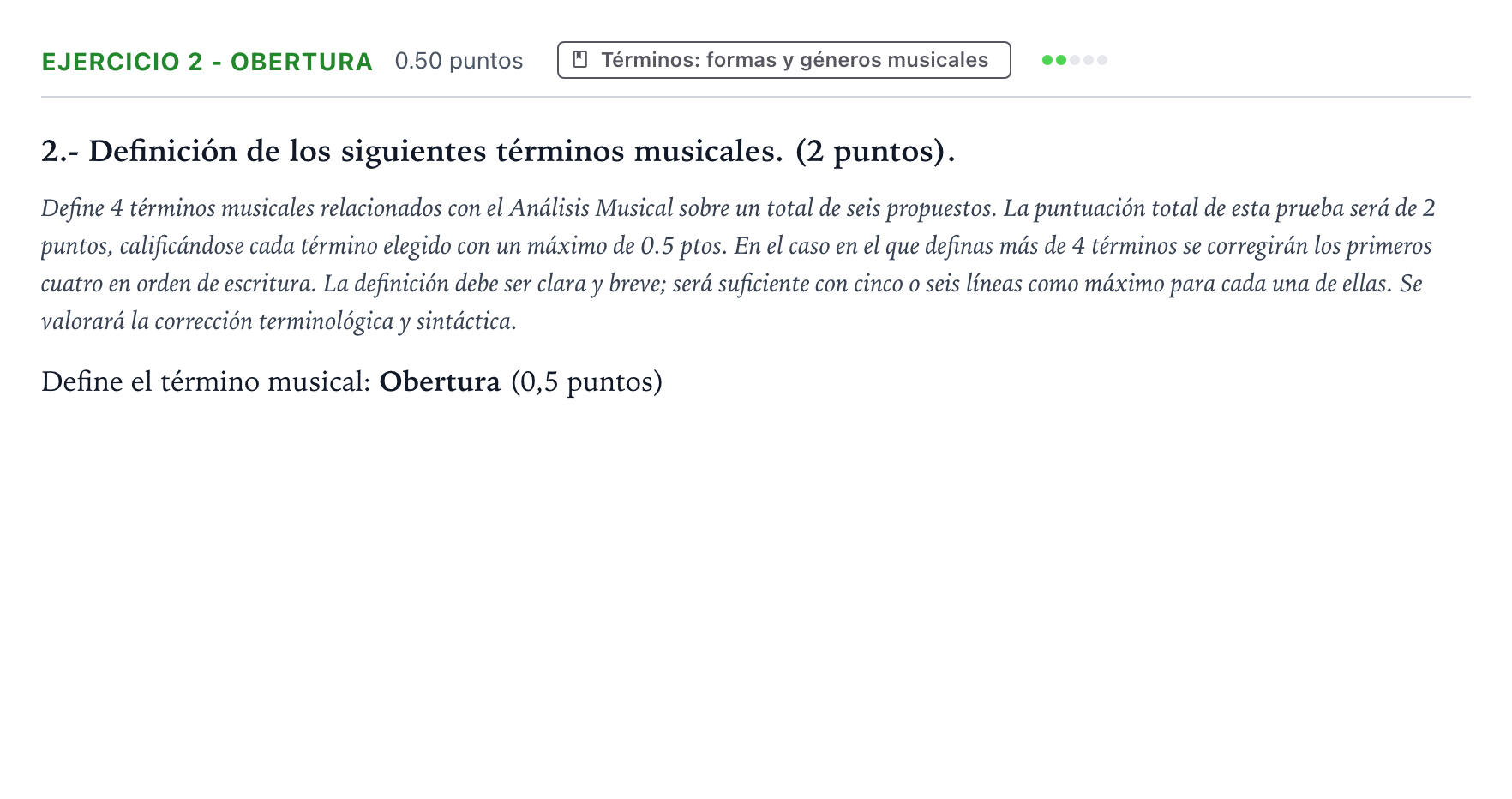 Enunciado: Ejercicio 2 - Obertura · Análisis Musical II PAU País Vasco Extraordinaria 2025