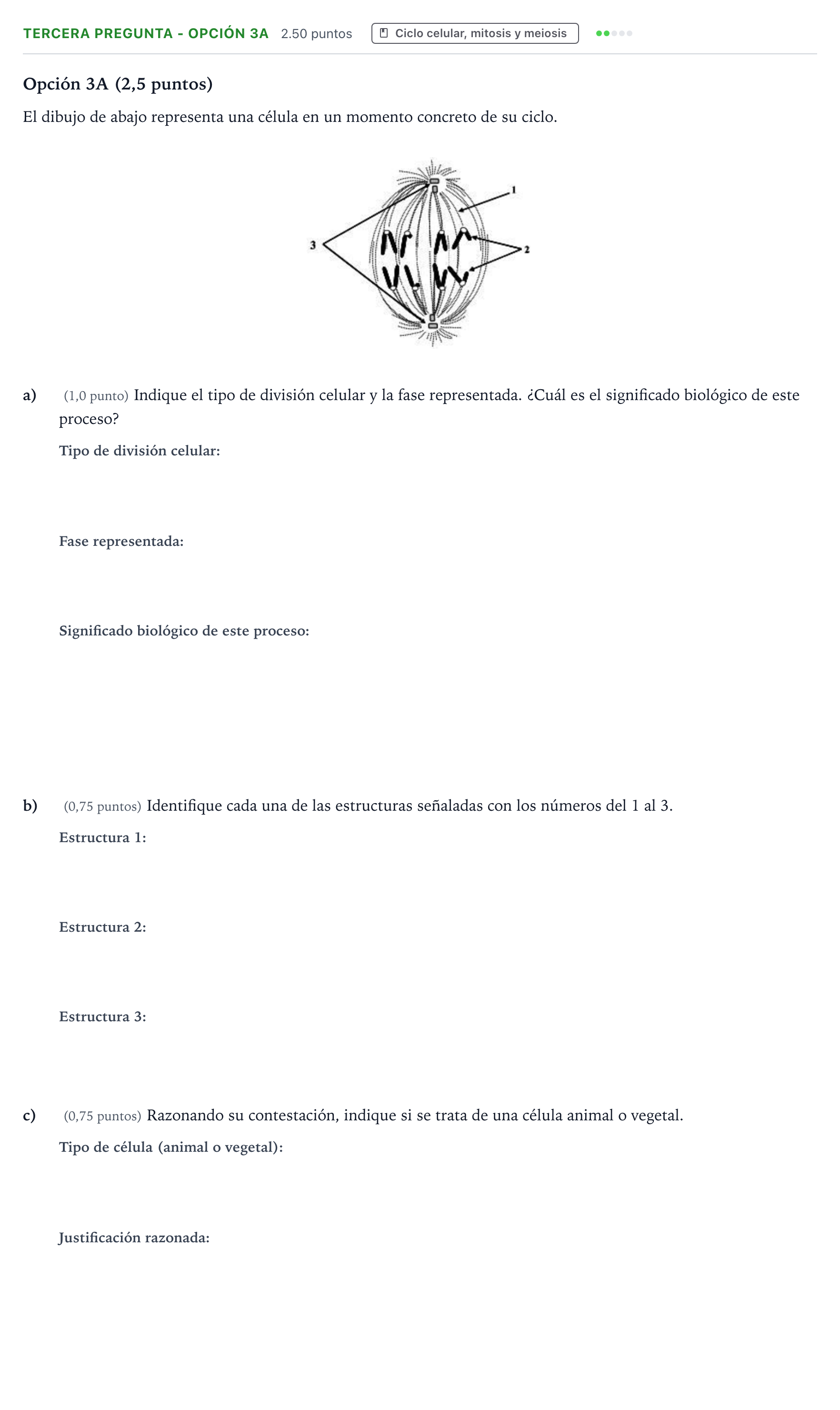 Enunciado: Ejercicio Tercera Pregunta - Opción 3A · Biología PAU País Vasco Extraordinaria 2025