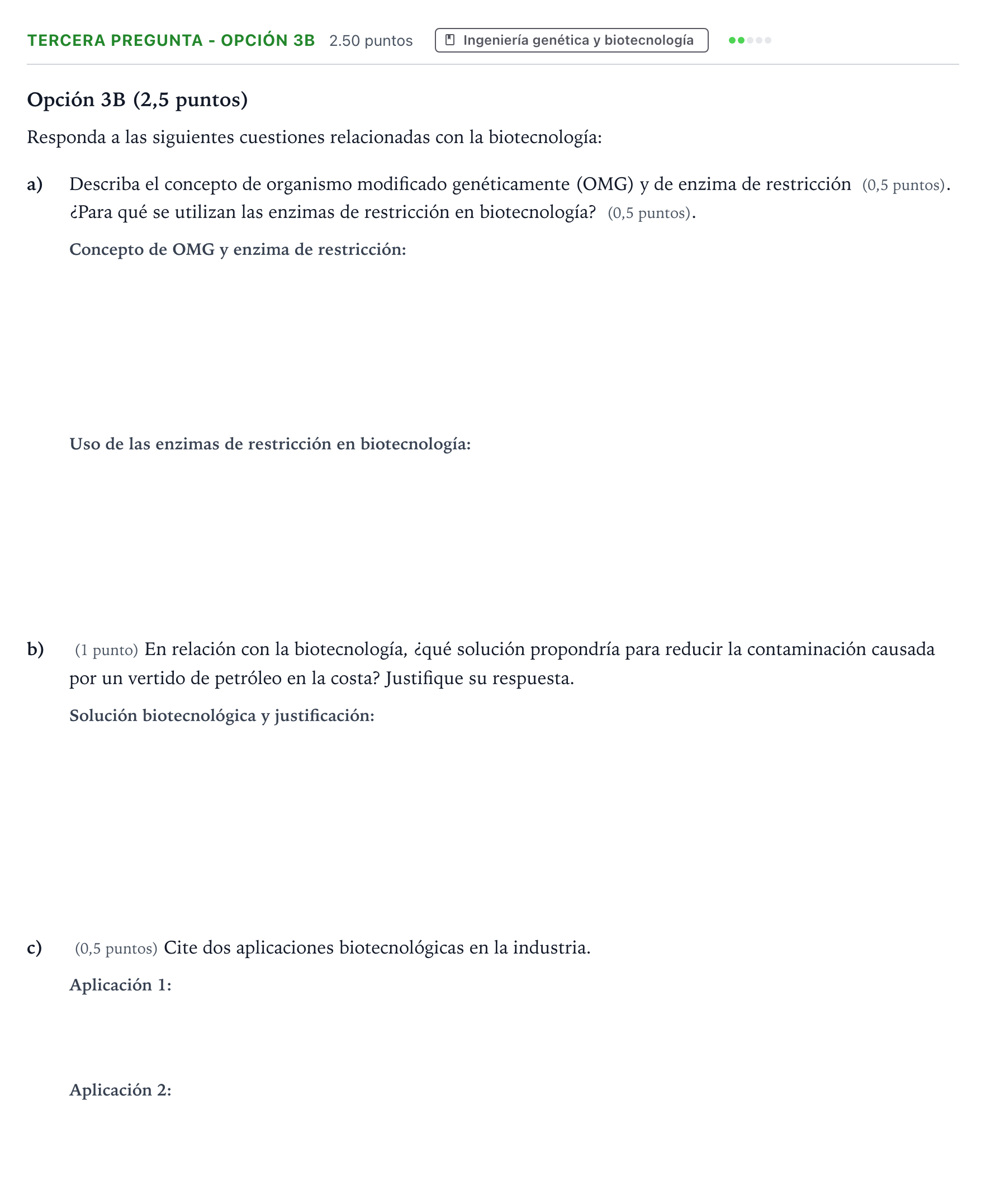Enunciado: Ejercicio Tercera Pregunta - Opción 3B · Biología PAU País Vasco Extraordinaria 2025