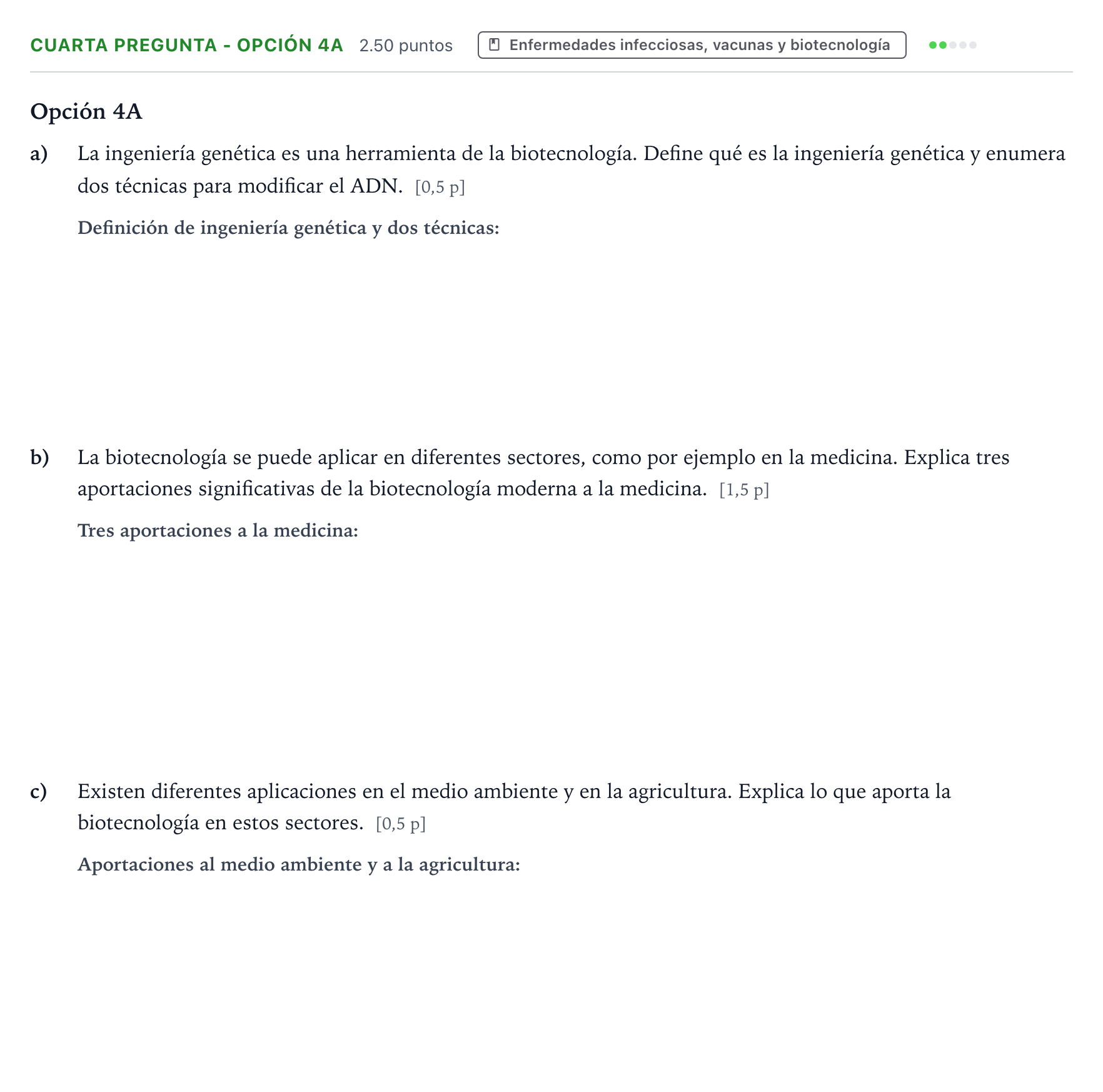 Enunciado: Ejercicio Cuarta Pregunta - Opción 4A · Ciencias Generales PAU País Vasco Extraordinaria 2025