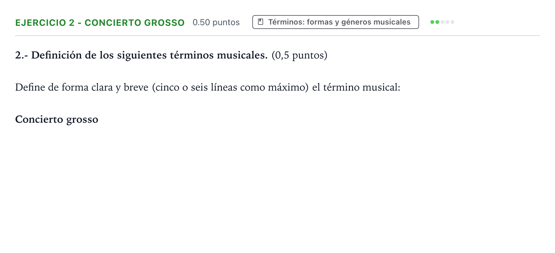 Enunciado: Ejercicio 2 - Concierto grosso · Análisis Musical II PAU País Vasco Ordinaria 2025