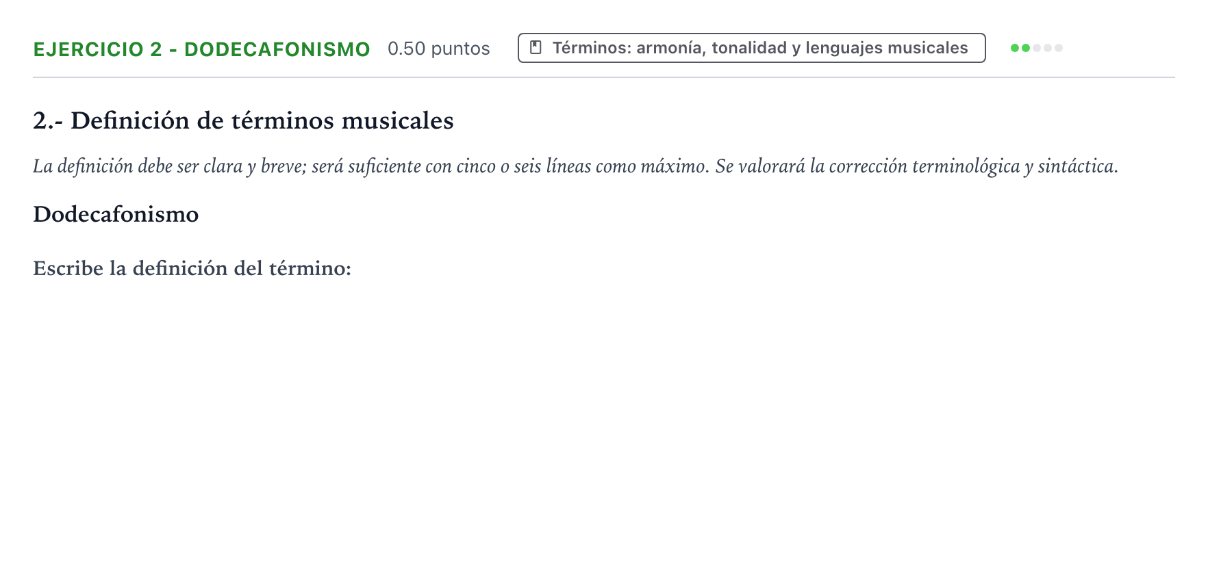 Enunciado: Ejercicio 2 - Dodecafonismo · Análisis Musical II PAU País Vasco Ordinaria 2025