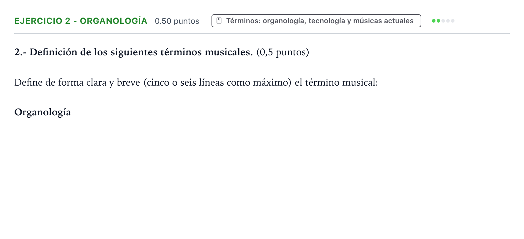 Enunciado: Ejercicio 2 - Organología · Análisis Musical II PAU País Vasco Ordinaria 2025