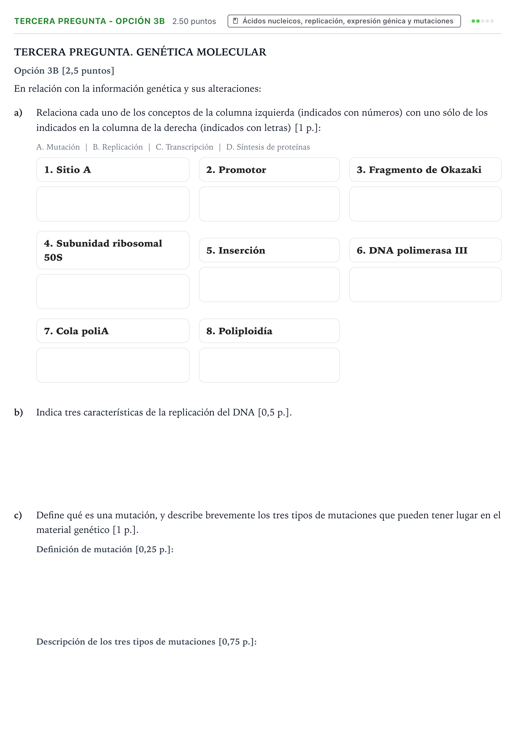 Enunciado: Ejercicio Tercera Pregunta - Opción 3B · Biología PAU País Vasco Ordinaria 2025