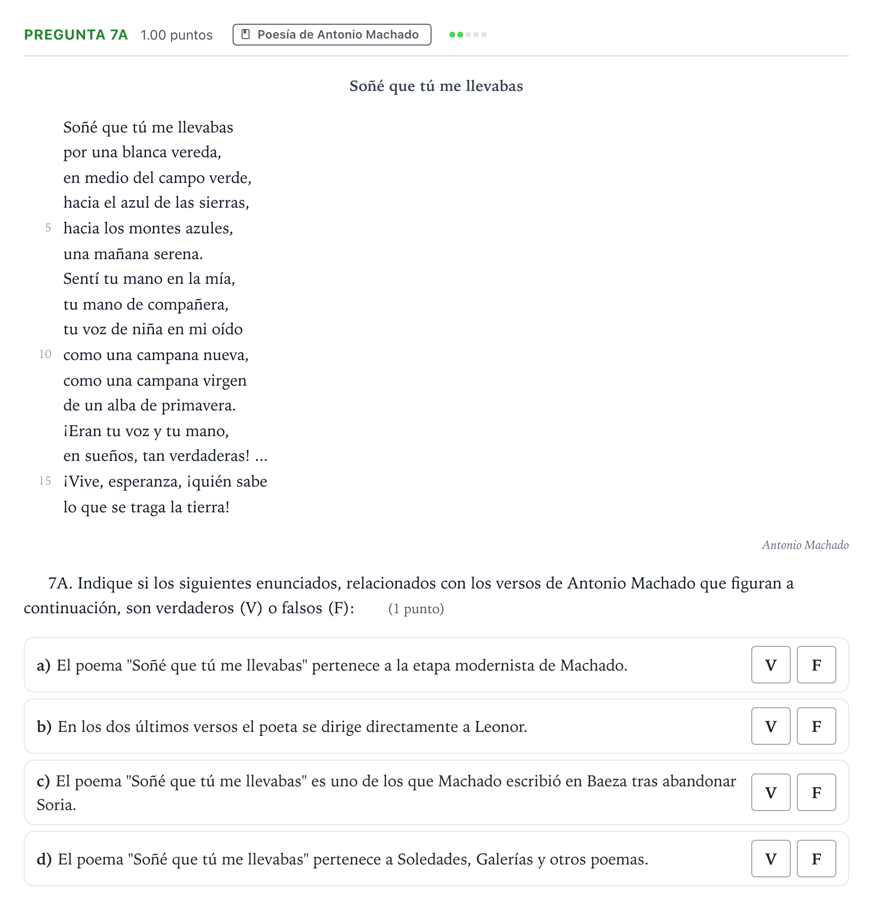 Enunciado: Pregunta 7A · Lengua Castellana y Literatura II PAU País Vasco Ordinaria 2025