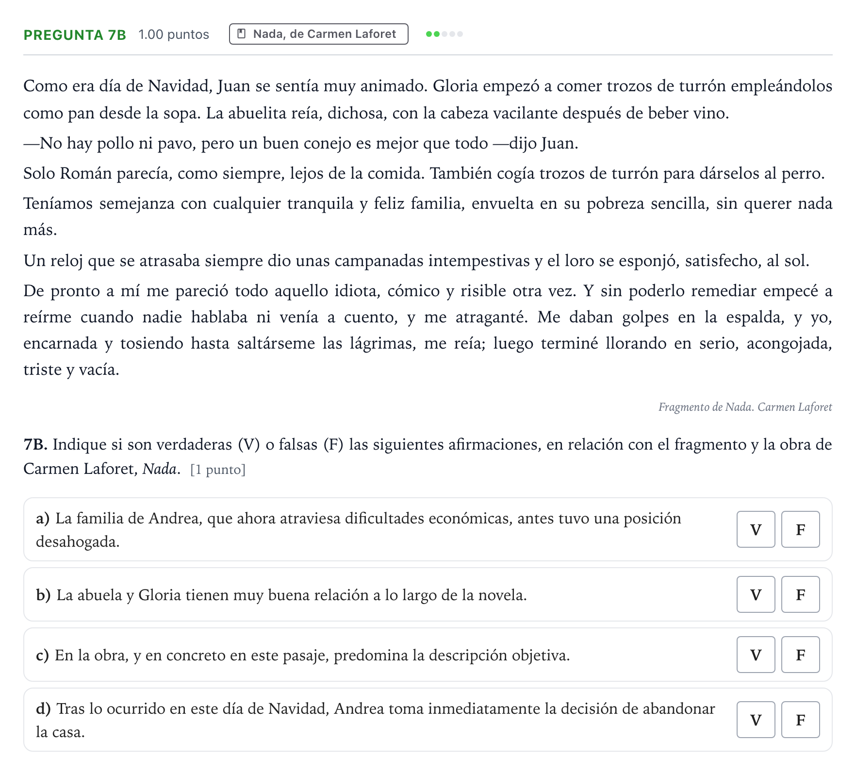 Enunciado: Pregunta 7B · Lengua Castellana y Literatura II PAU País Vasco Ordinaria 2025