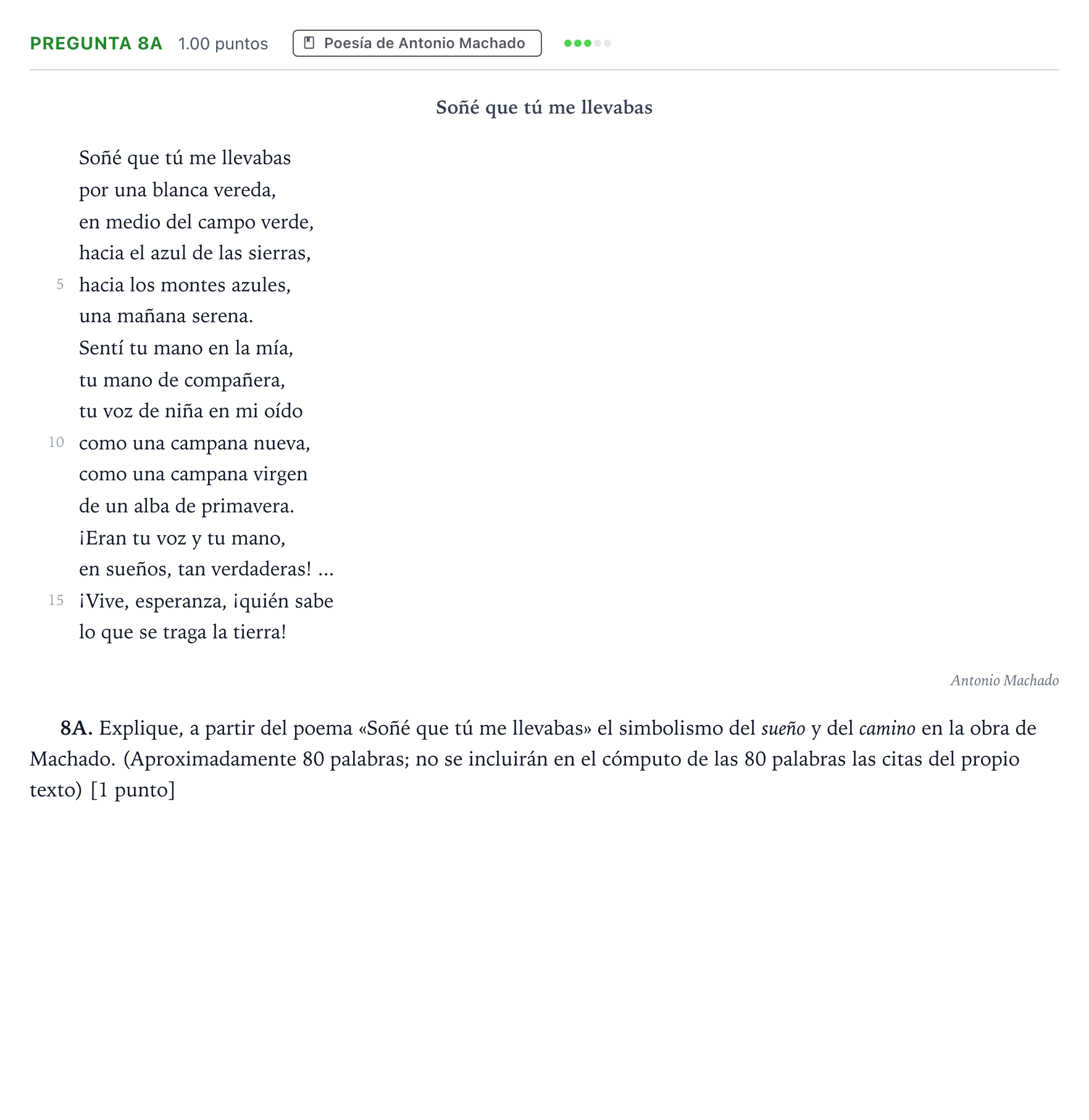 Enunciado: Pregunta 8A · Lengua Castellana y Literatura II PAU País Vasco Ordinaria 2025
