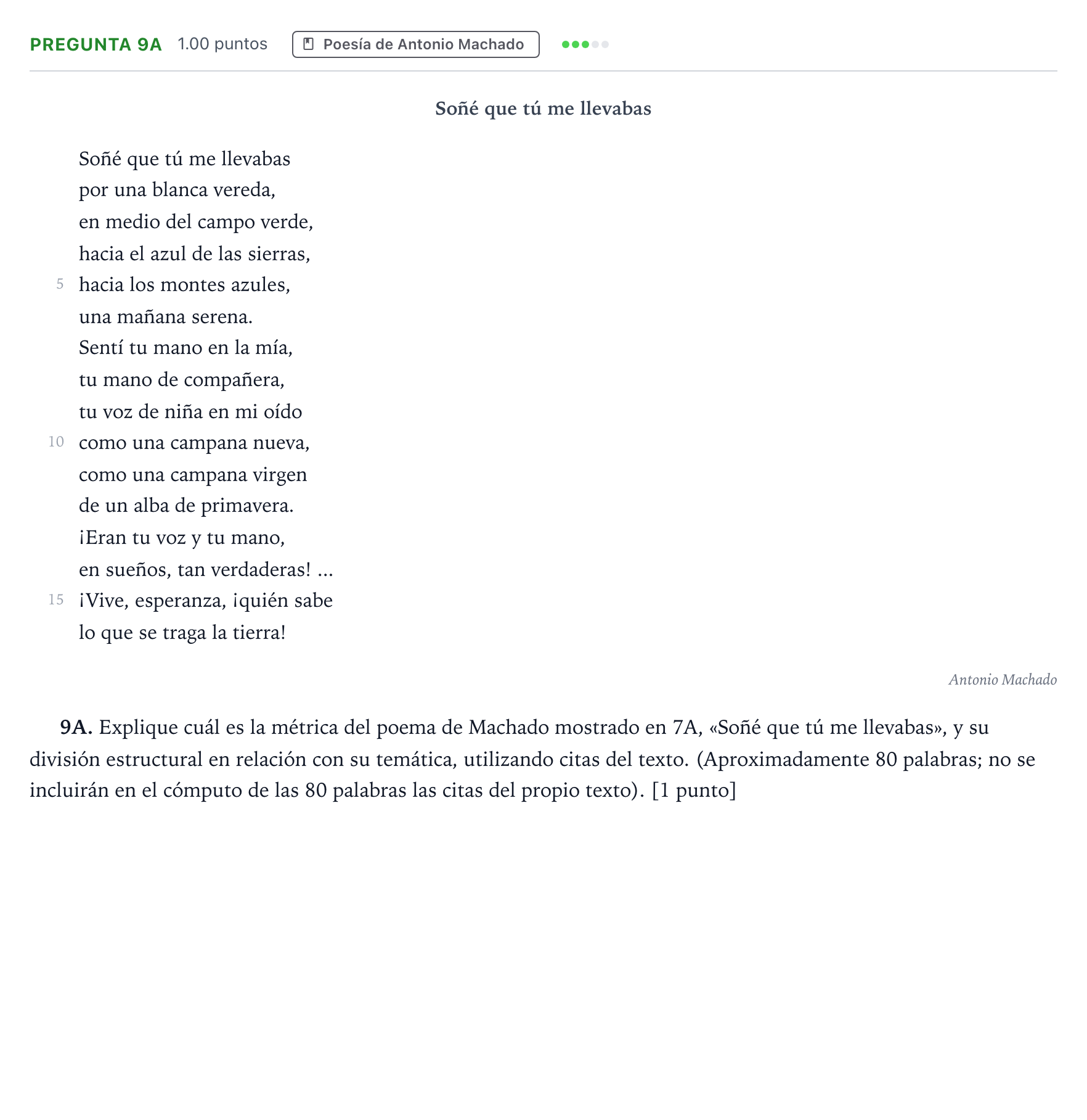 Enunciado: Pregunta 9A · Lengua Castellana y Literatura II PAU País Vasco Ordinaria 2025