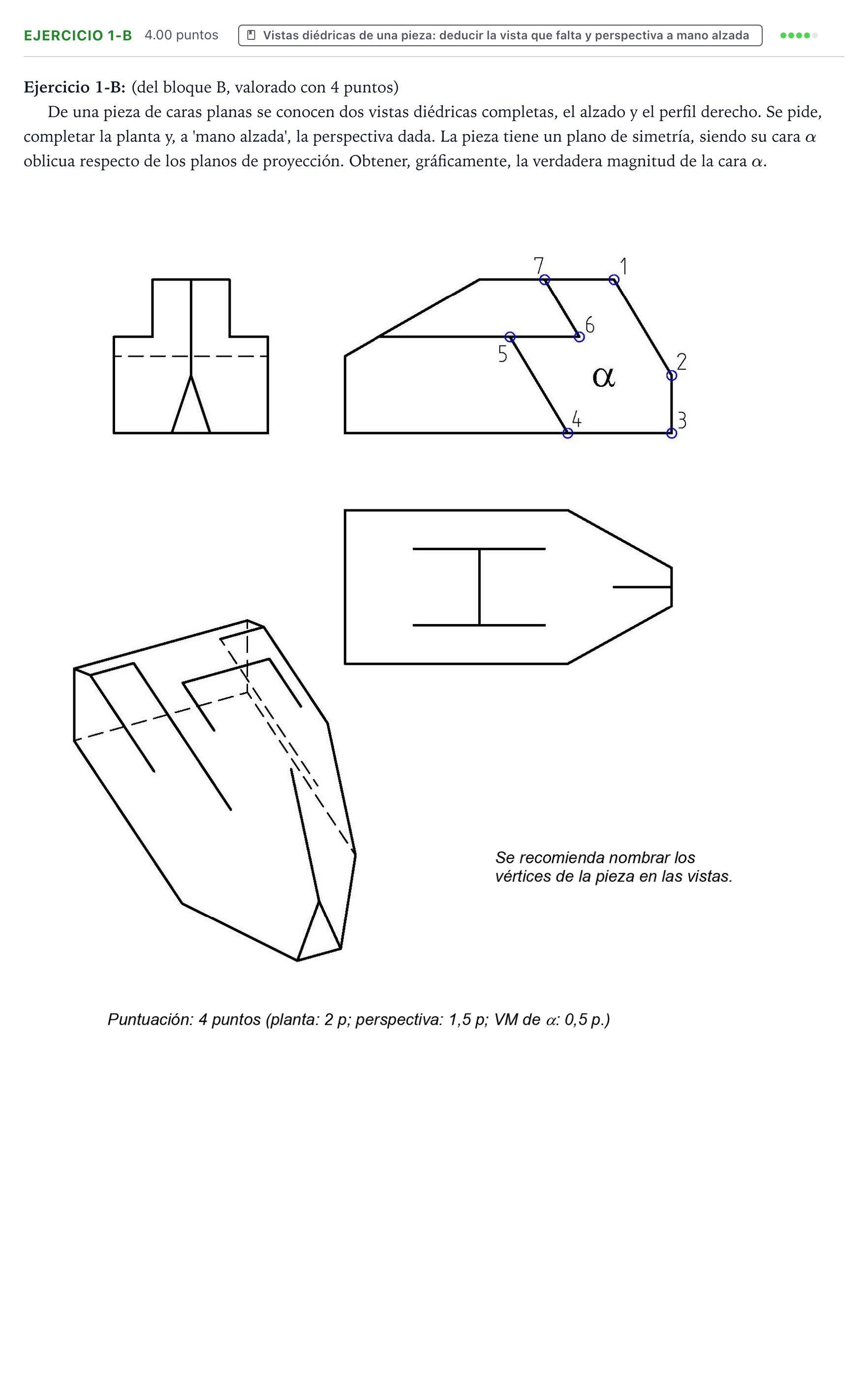 Enunciado: Ejercicio 1-B · Dibujo técnico II PAU País Vasco Extraordinaria 2025