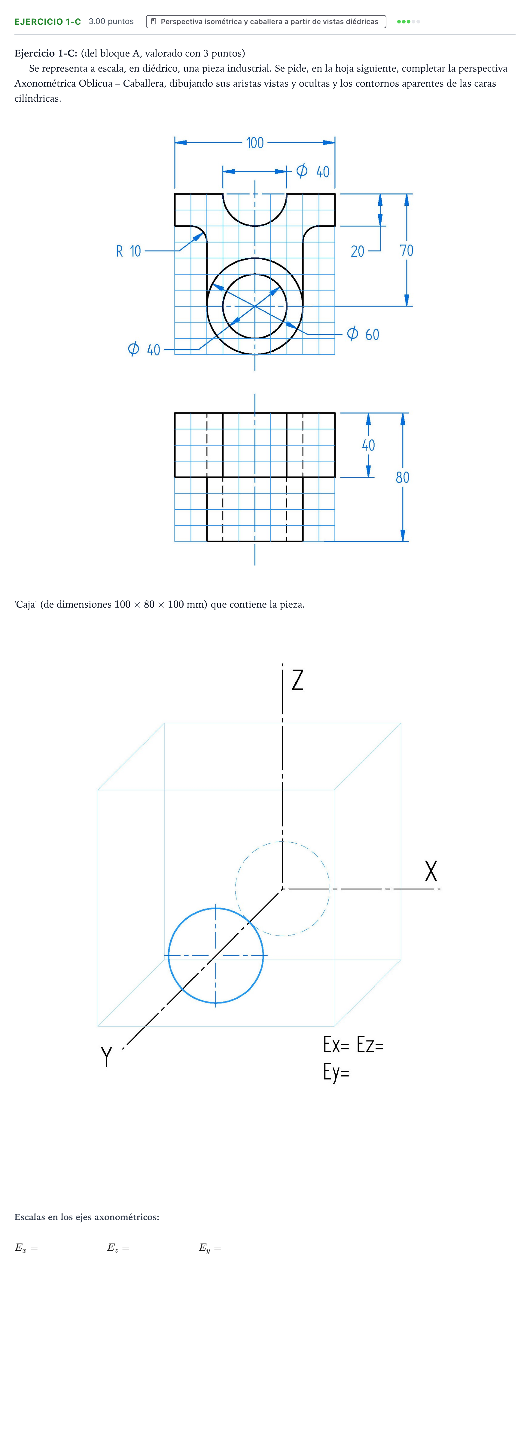 Enunciado: Ejercicio 1-C · Dibujo técnico II PAU País Vasco Extraordinaria 2025