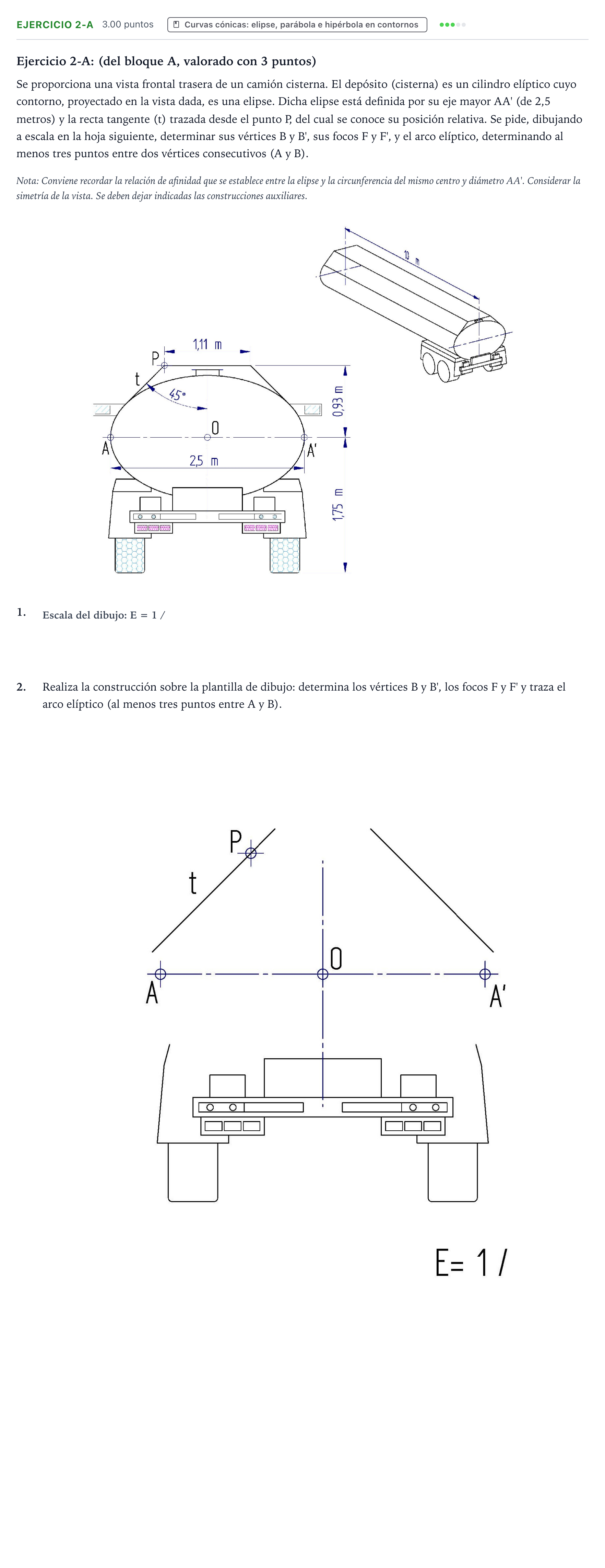 Enunciado: Ejercicio 2-A · Dibujo técnico II PAU País Vasco Extraordinaria 2025