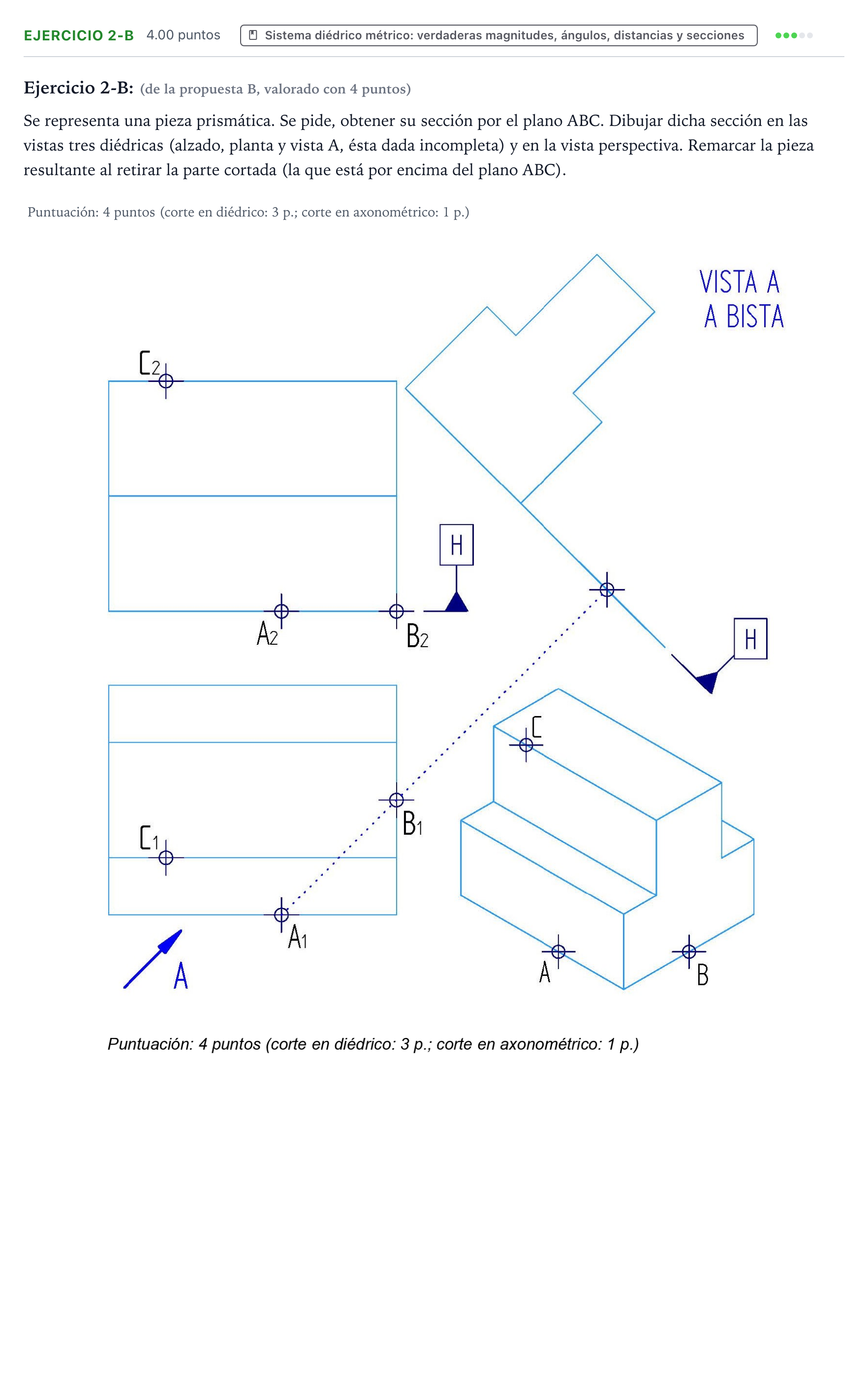 Enunciado: Ejercicio 2-B · Dibujo técnico II PAU País Vasco Extraordinaria 2025