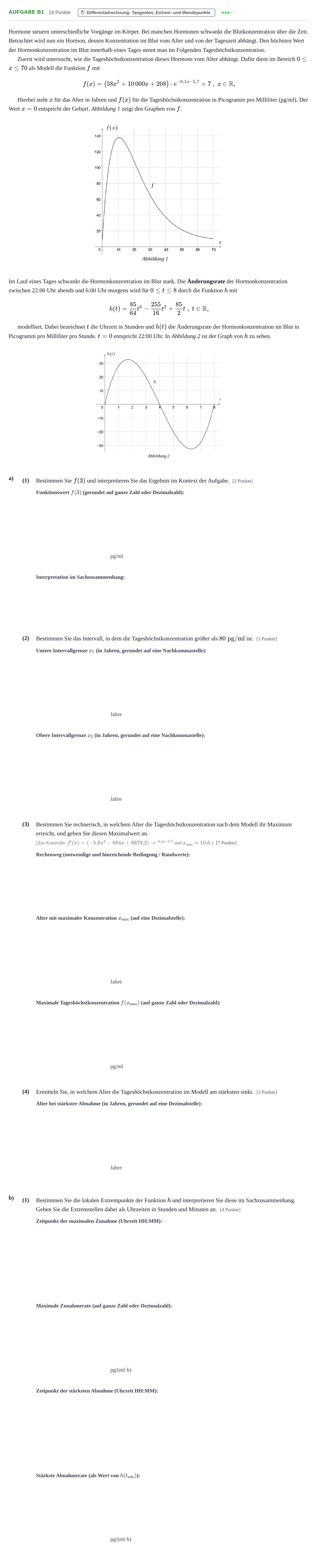 Aufgabenstellung: Aufgabe B1 - Differentialrechnung · Abitur NRW Mathematik GK · Haupttermin · GTR · Weiterbildungsk 2021