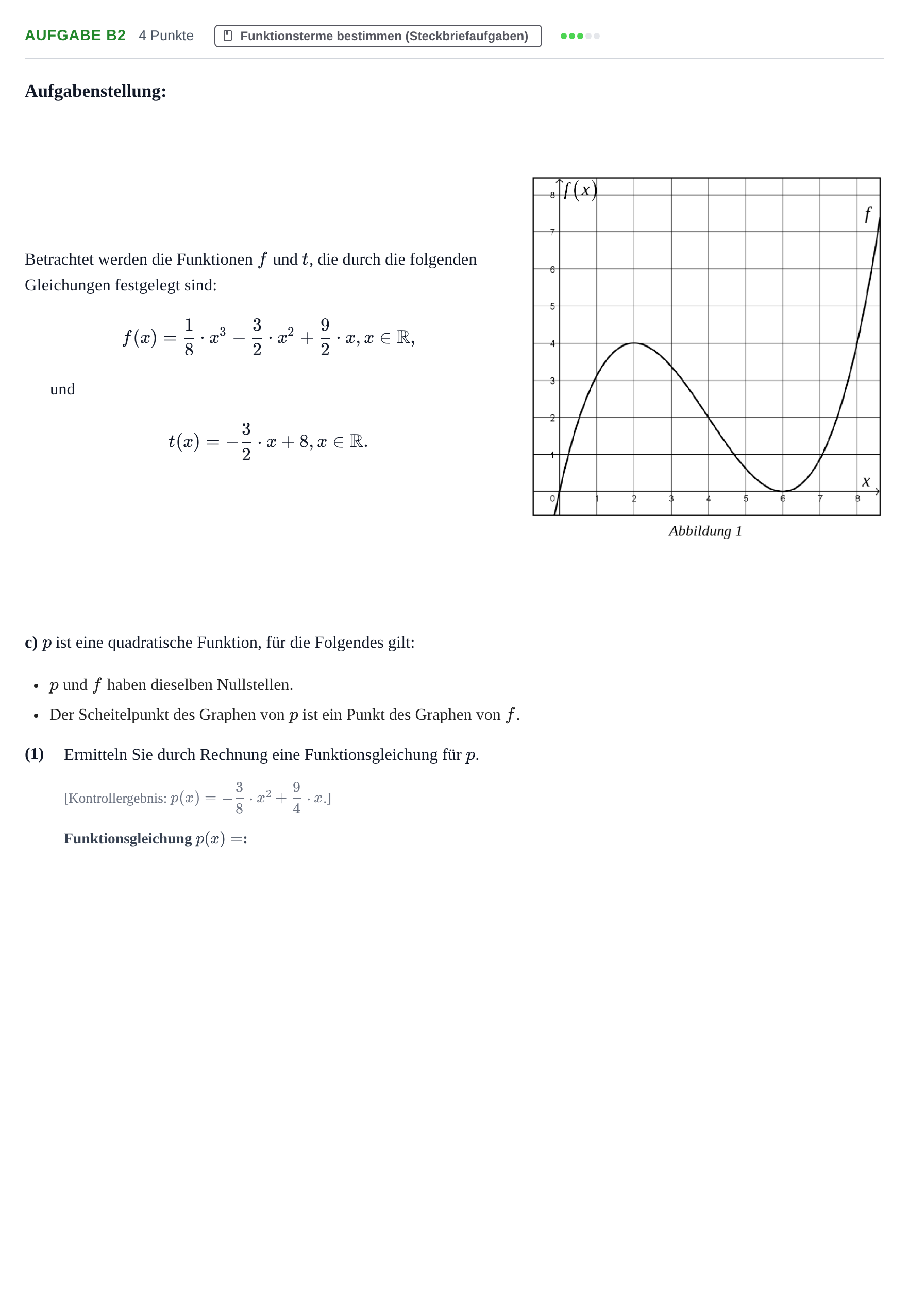 Aufgabenstellung: Aufgabe B2 - Funktionsterme bestimmen · Abitur NRW Mathematik GK · Haupttermin · GTR · Weiterbildungsk 2021