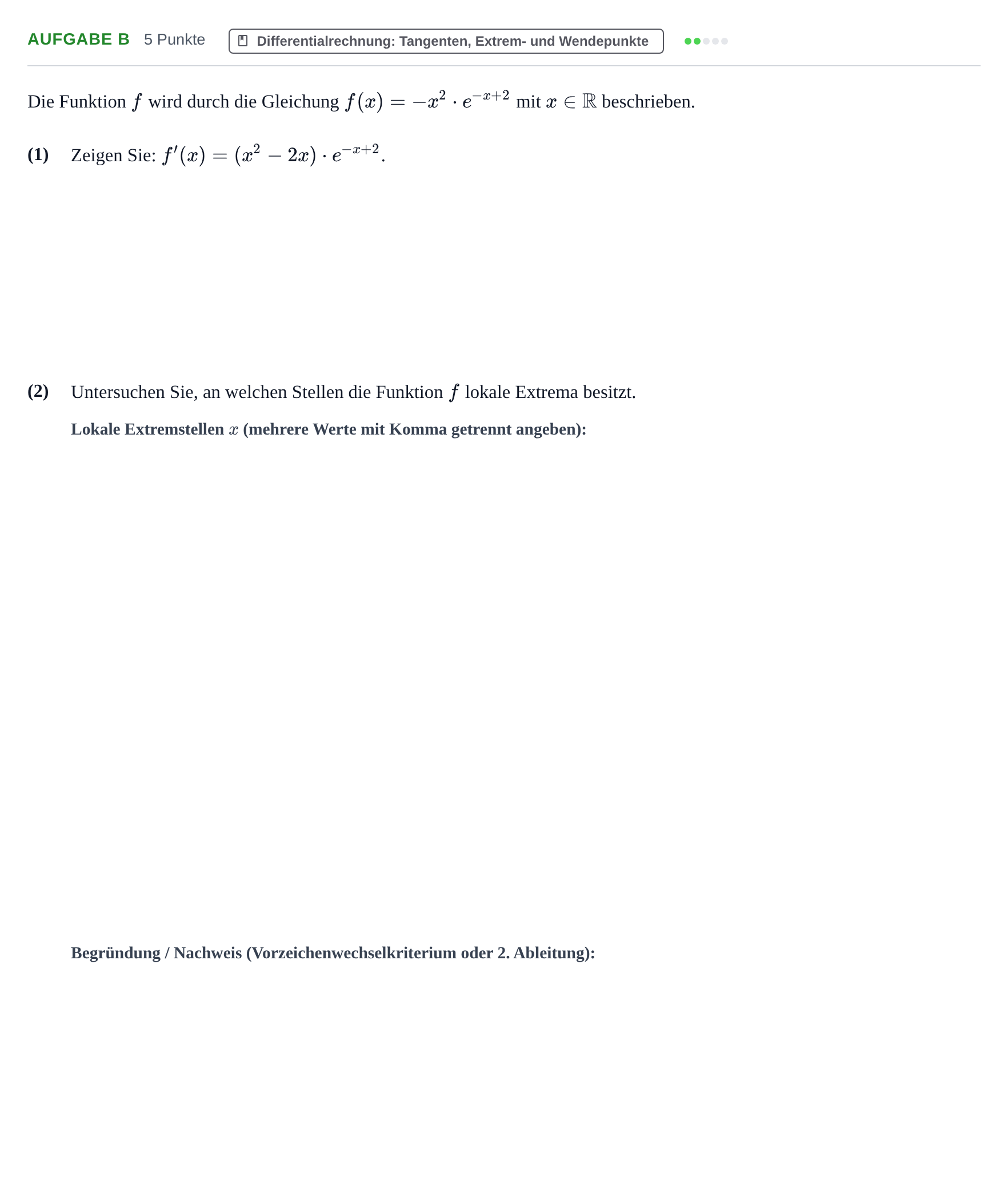 Aufgabenstellung: Aufgabe b · Abitur NRW Mathematik GK · Haupttermin · GTR · Weiterbildungsk 2021