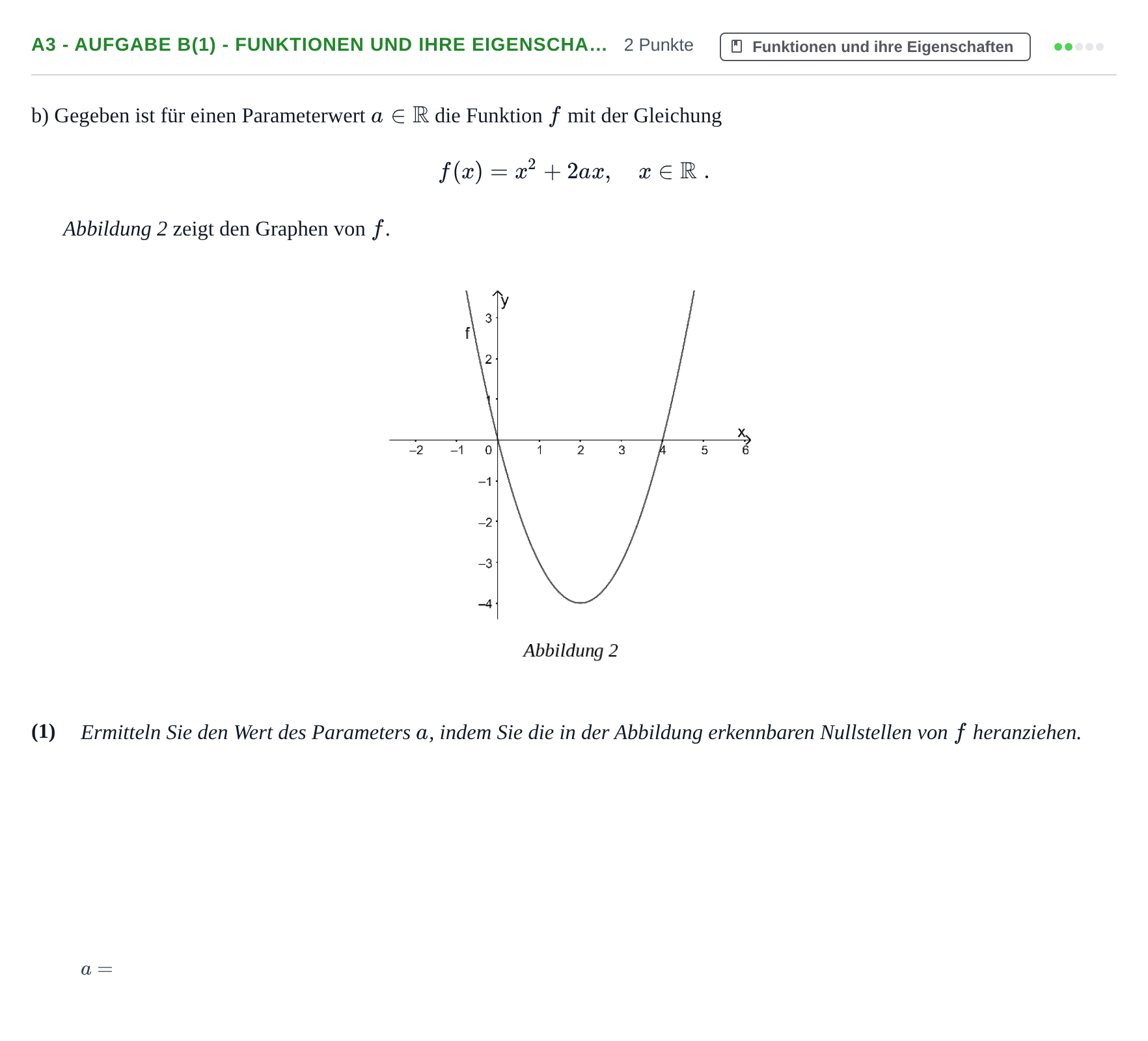 Aufgabenstellung: Aufgabe A3 - Aufgabe b(1) - Funktionen und ihre Eigenscha… · Abitur NRW Mathematik GK · Nachtermin · CAS 2021