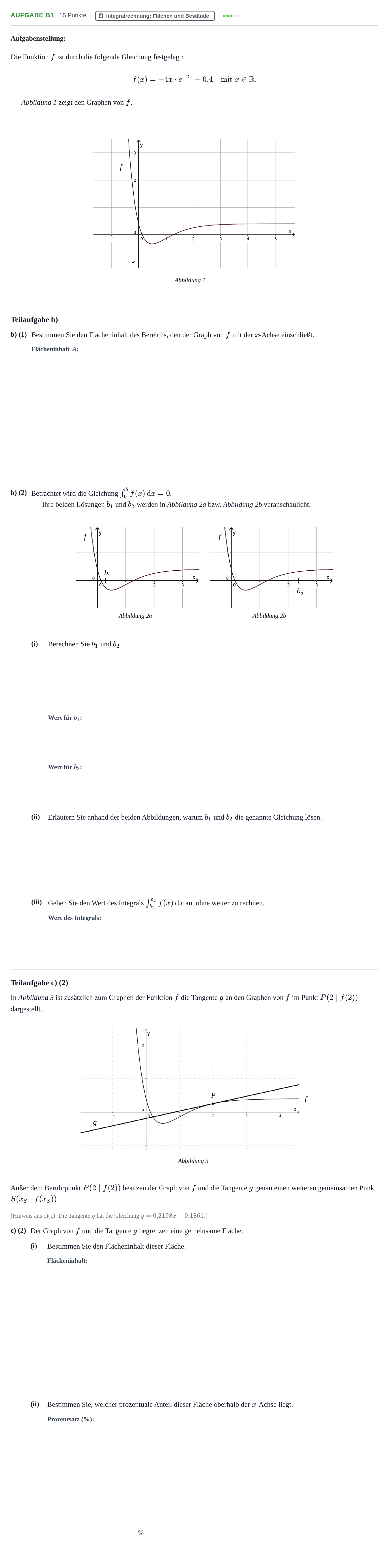 Aufgabenstellung: Aufgabe B1 - Integralrechnung · Abitur NRW Mathematik GK · Nachtermin · CAS 2021