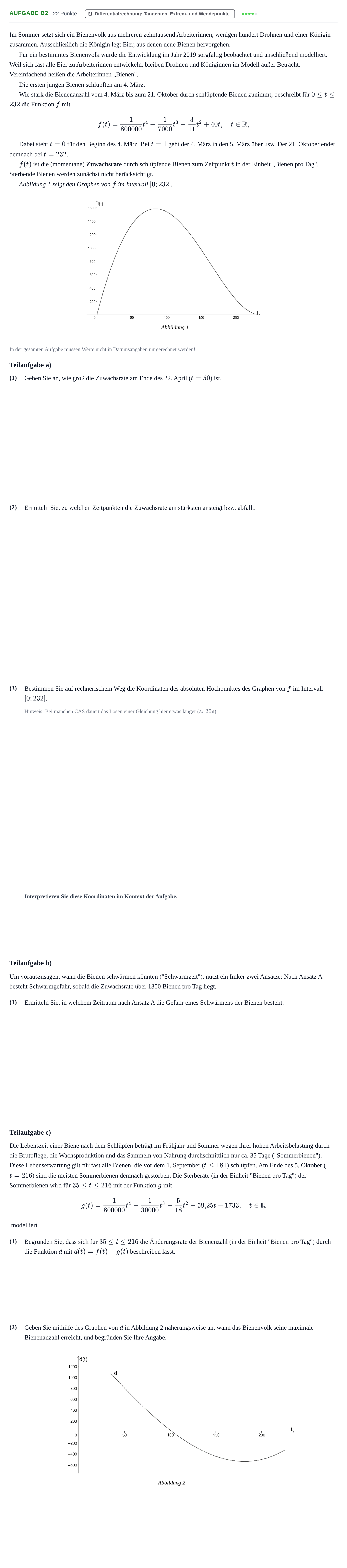 Aufgabenstellung: Aufgabe B2 - Differentialrechnung · Abitur NRW Mathematik GK · Nachtermin · CAS · Weiterbildungsko 2021