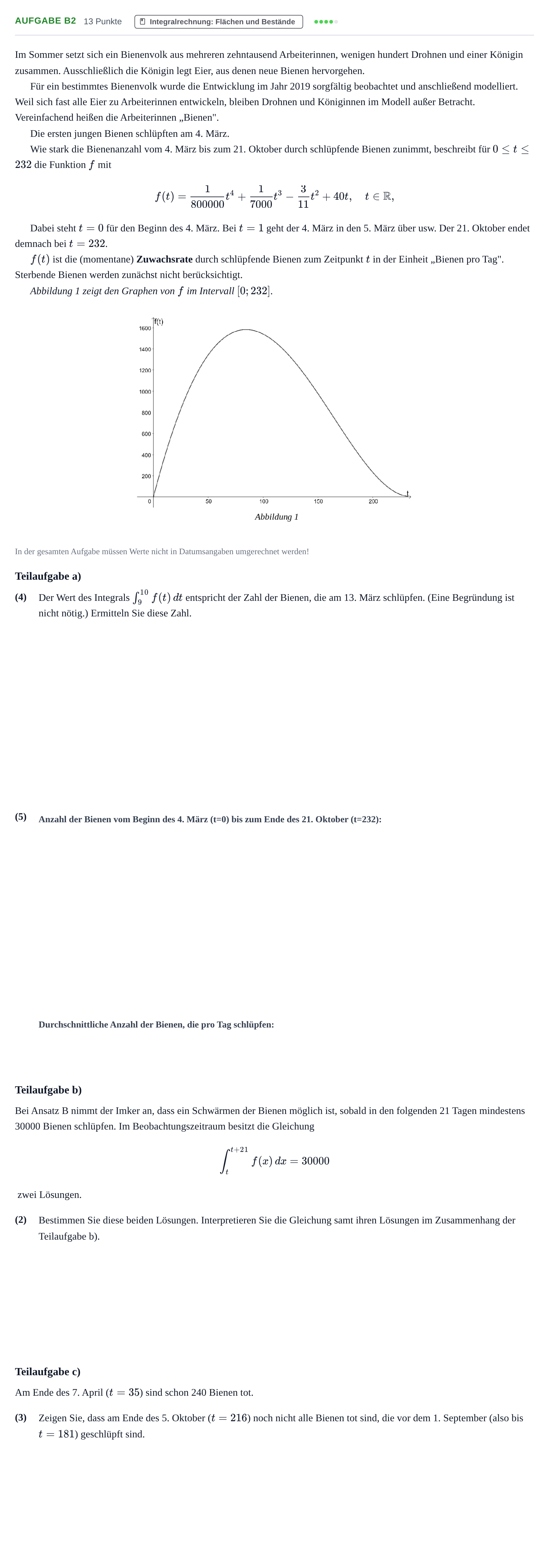 Aufgabenstellung: Aufgabe B2 - Integralrechnung · Abitur NRW Mathematik GK · Nachtermin · CAS · Weiterbildungsko 2021