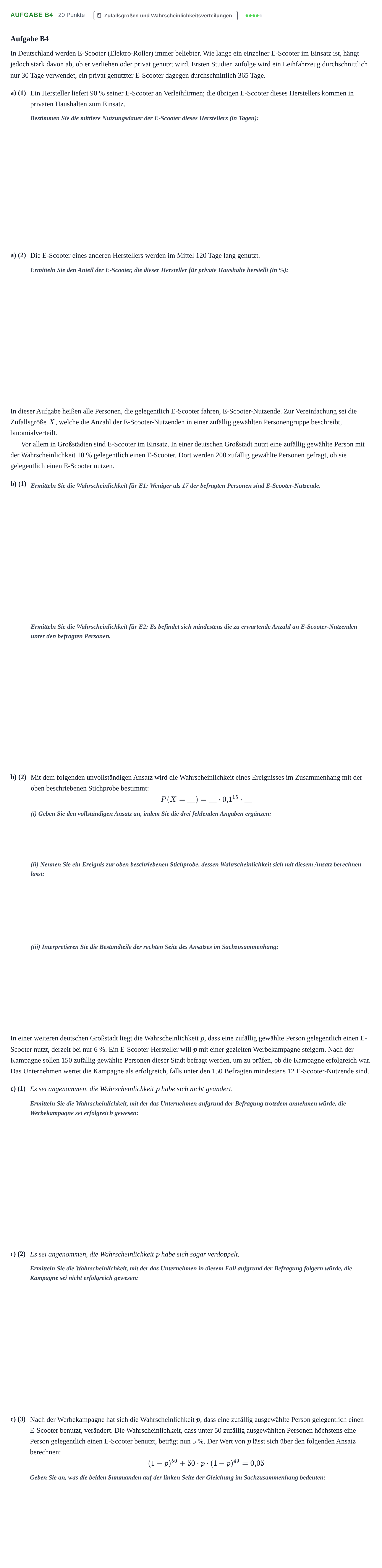 Aufgabenstellung: Aufgabe B4 · Abitur NRW Mathematik GK · Nachtermin · CAS · Weiterbildungsko 2021