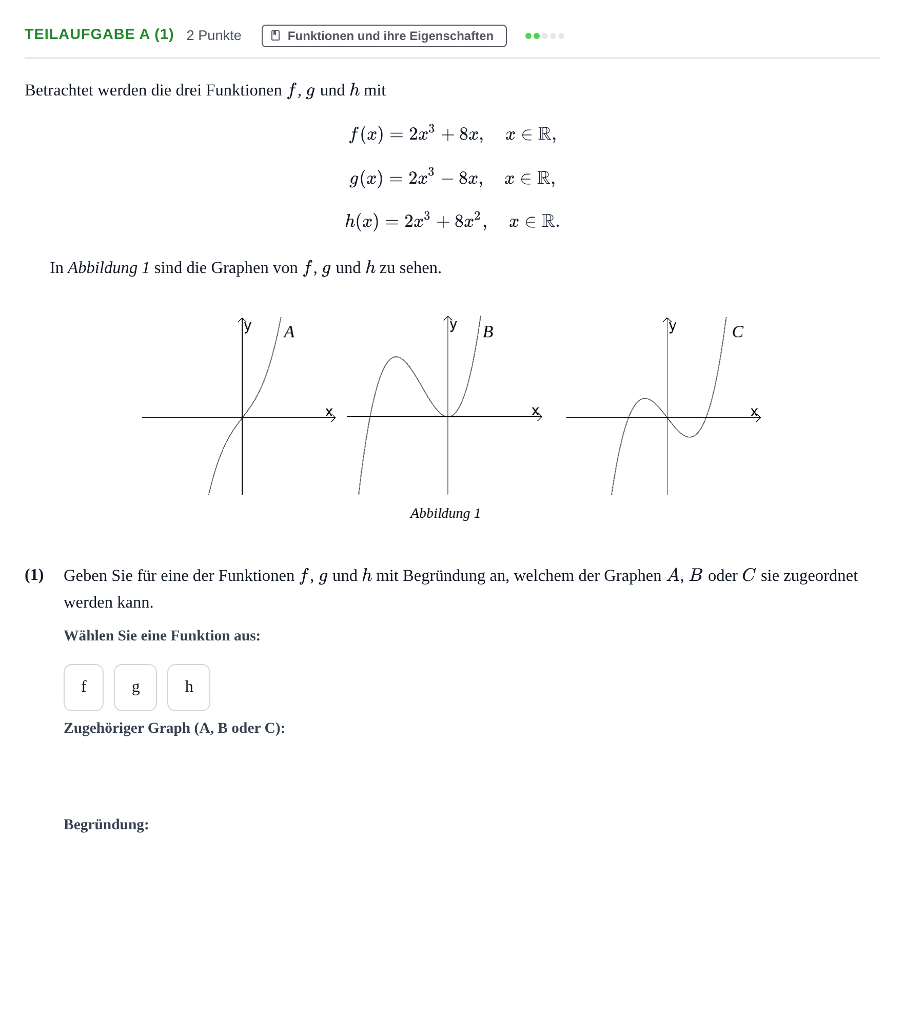 Aufgabenstellung: Teilaufgabe a (1) - Funktionen und ihre Eigenscha… · Abitur NRW Mathematik GK · Nachtermin · CAS · Weiterbildungsko 2021