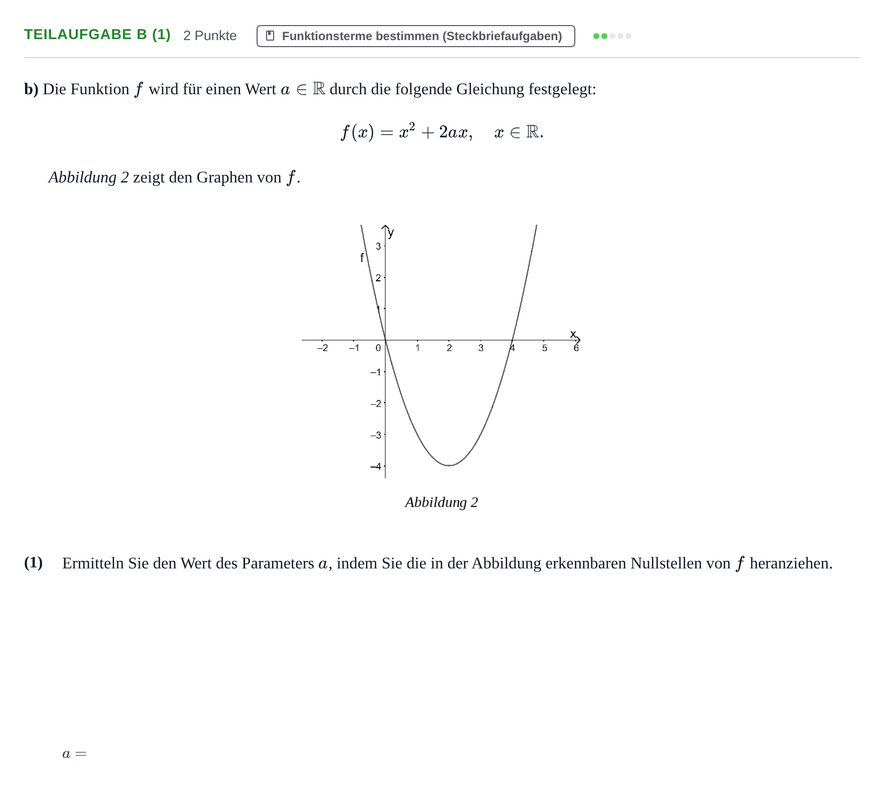 Aufgabenstellung: Teilaufgabe b (1) - Funktionsterme bestimmen · Abitur NRW Mathematik GK · Nachtermin · CAS · Weiterbildungsko 2021