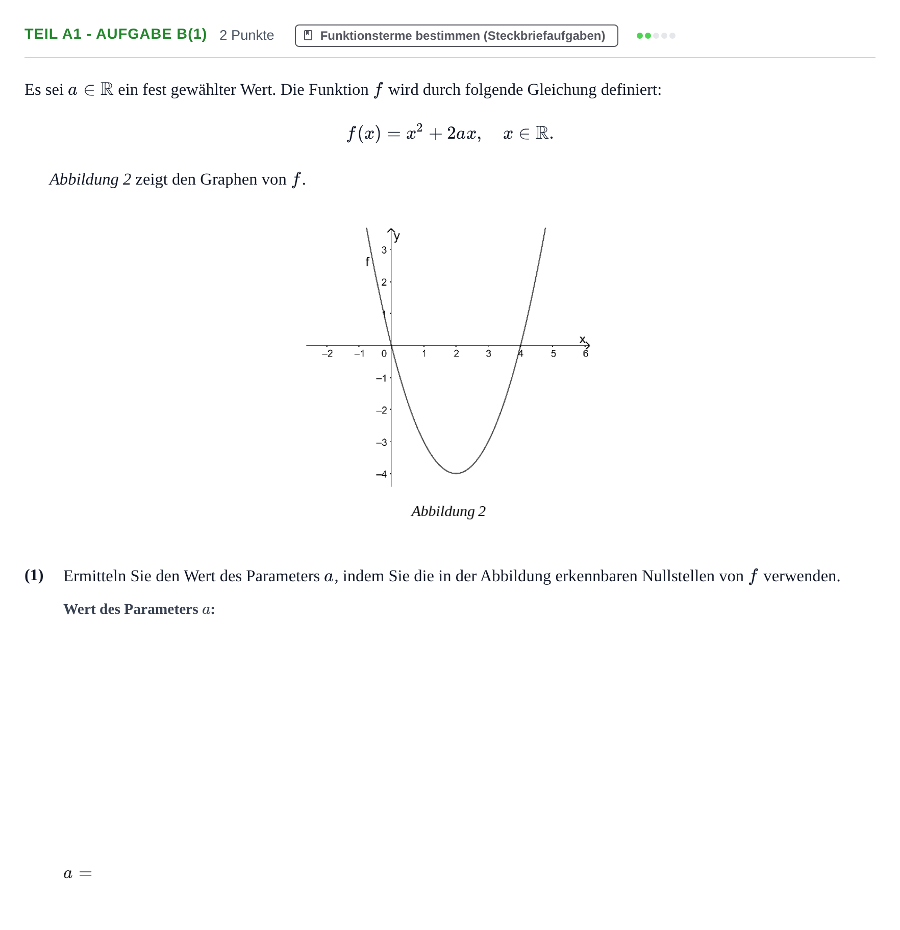 Aufgabenstellung: Teil A1 - Aufgabe b(1) · Abitur NRW Mathematik GK · Nachtermin · GTR 2021