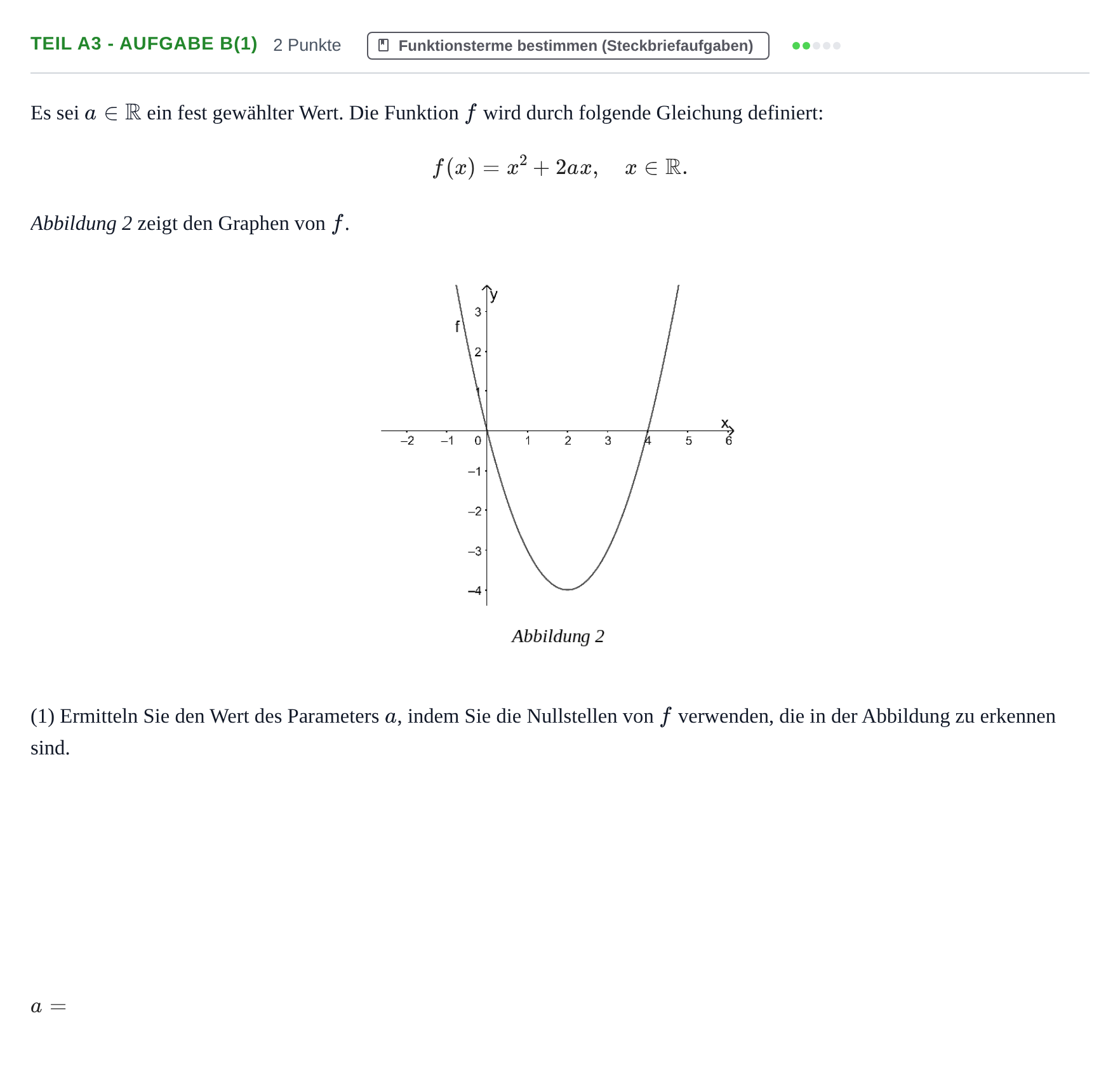 Aufgabenstellung: Teil A3 - Aufgabe b(1) · Abitur NRW Mathematik GK · Nachtermin · GTR 2021