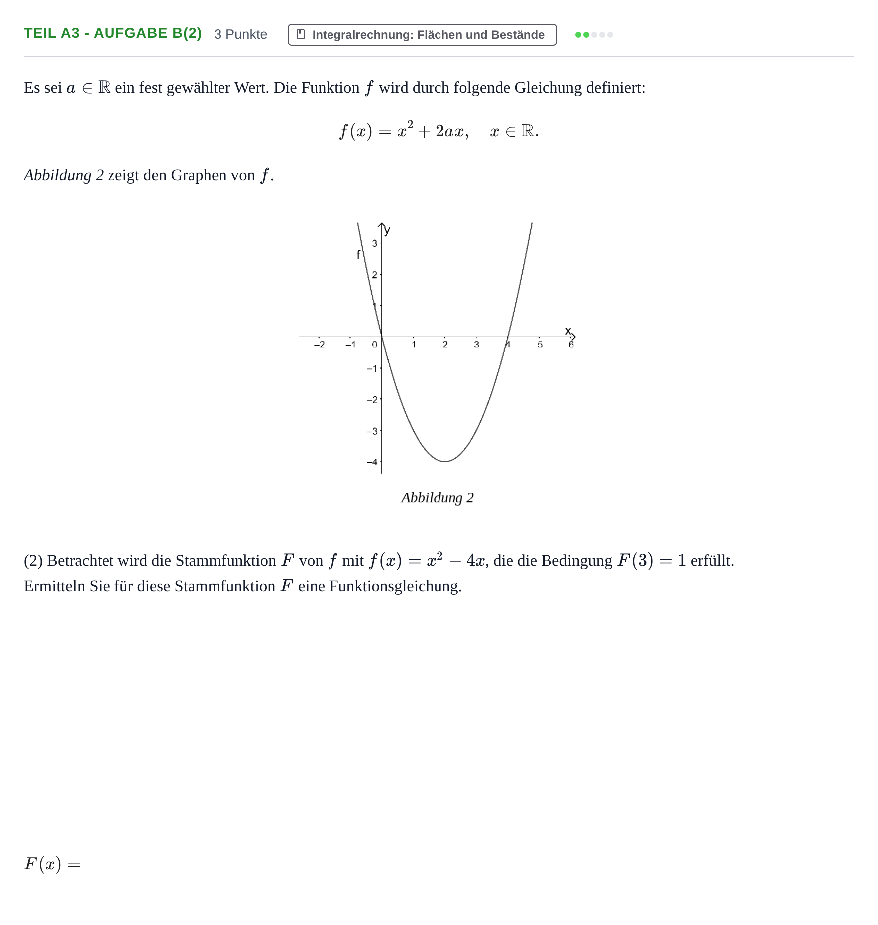 Aufgabenstellung: Teil A3 - Aufgabe b(2) · Abitur NRW Mathematik GK · Nachtermin · GTR 2021