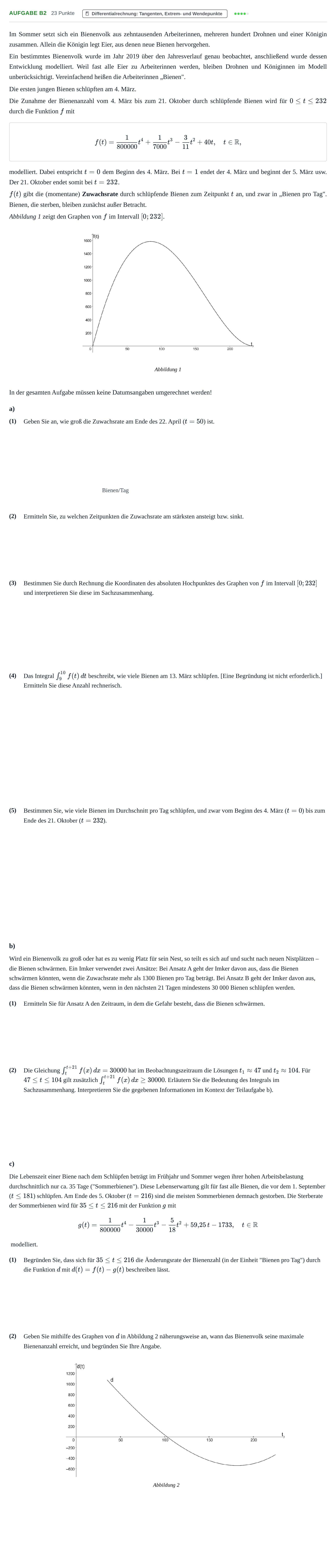 Aufgabenstellung: Aufgabe B2 - Differentialrechnung · Abitur NRW Mathematik GK · Nachtermin · GTR 2021