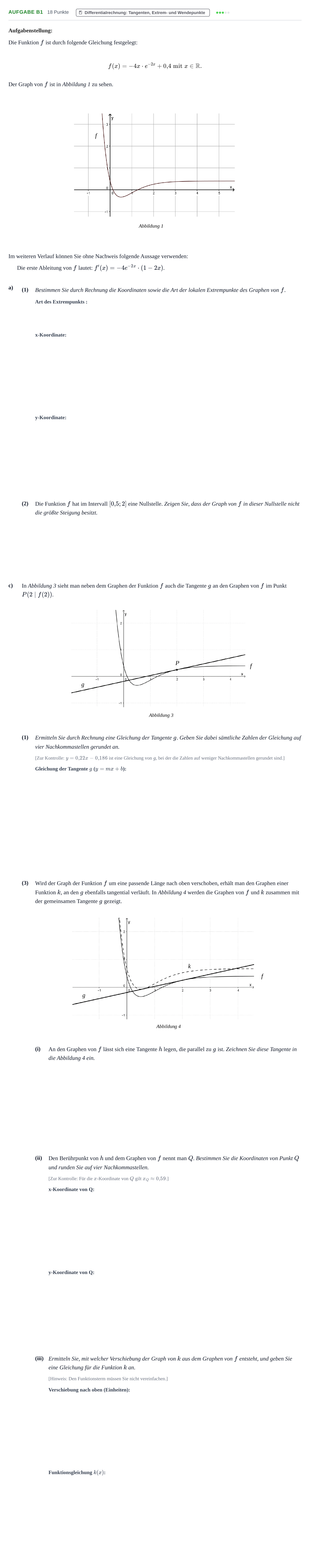 Aufgabenstellung: Aufgabe B1 - Differentialrechnung · Abitur NRW Mathematik GK · Nachtermin · GTR · Weiterbildungsko 2021