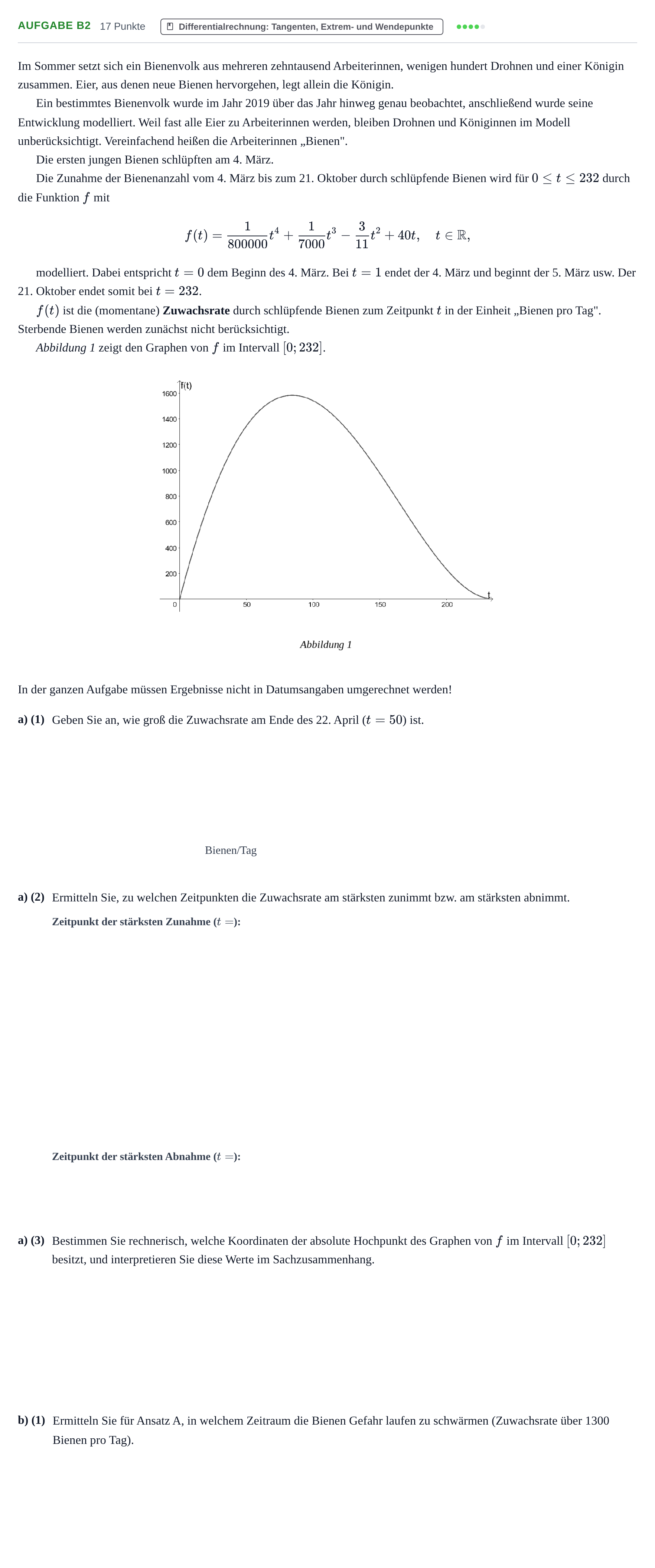 Aufgabenstellung: Aufgabe B2 - Differentialrechnung · Abitur NRW Mathematik GK · Nachtermin · GTR · Weiterbildungsko 2021