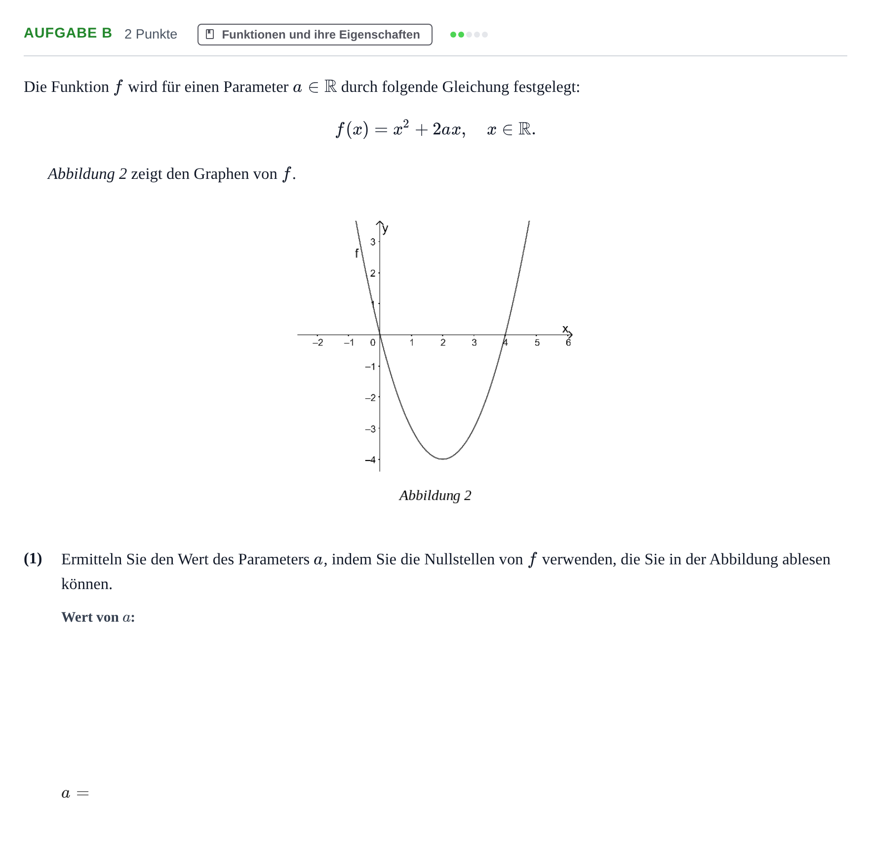 Aufgabenstellung: Aufgabe b - Funktionen und ihre Eigenschaften · Abitur NRW Mathematik GK · Nachtermin · GTR · Weiterbildungsko 2021