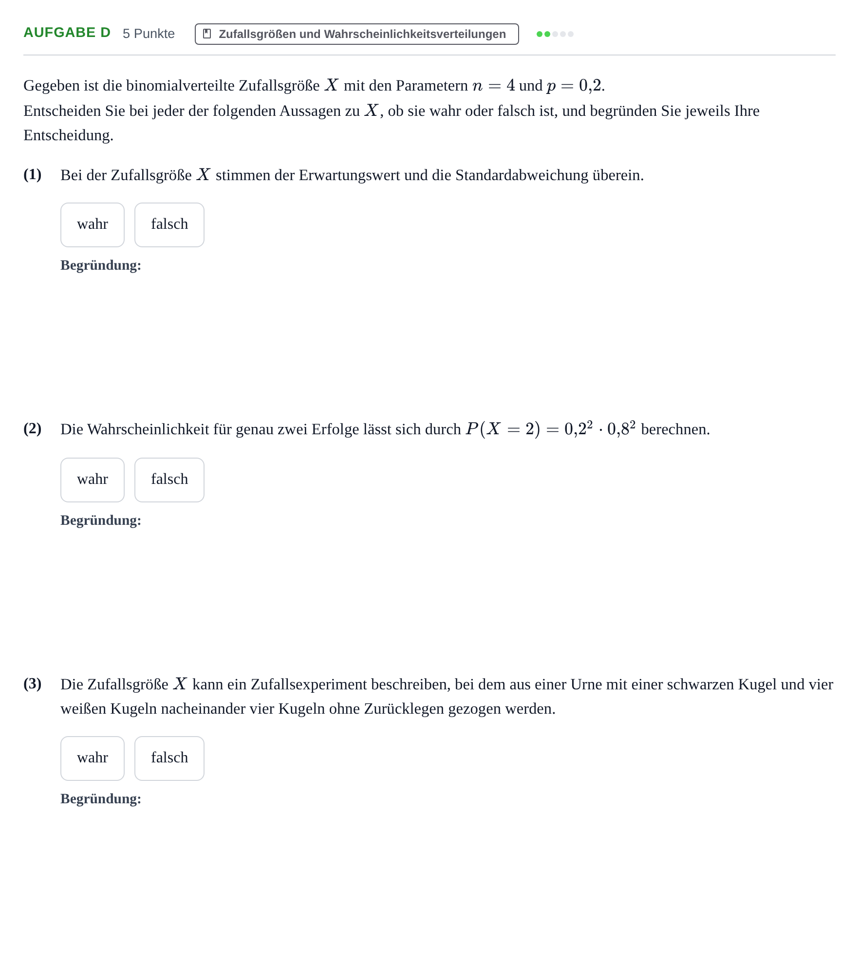 Aufgabenstellung: Aufgabe d - Zufallsgrößen und Wahrscheinlichkeits… · Abitur NRW Mathematik GK · Nachtermin · GTR · Weiterbildungsko 2021