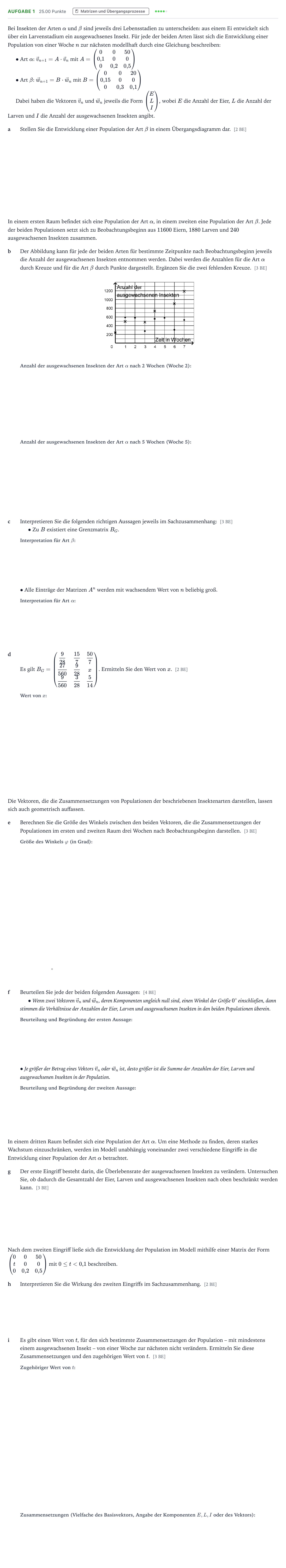 Aufgabenstellung: Aufgabe 1 · Abitur NRW Mathematik LK · Teil B · Lineare Algebra (CAS) 2019