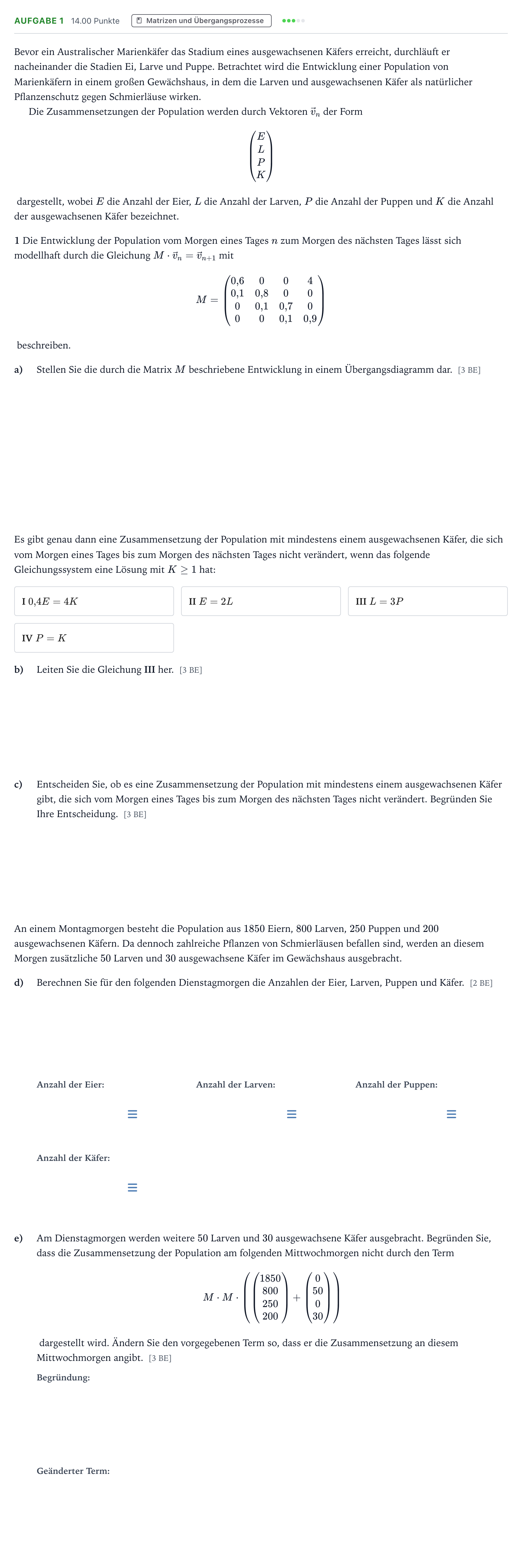 Aufgabenstellung: Aufgabe 1 · Abitur NRW Mathematik LK · Teil B · Lineare Algebra (WTR) 2019