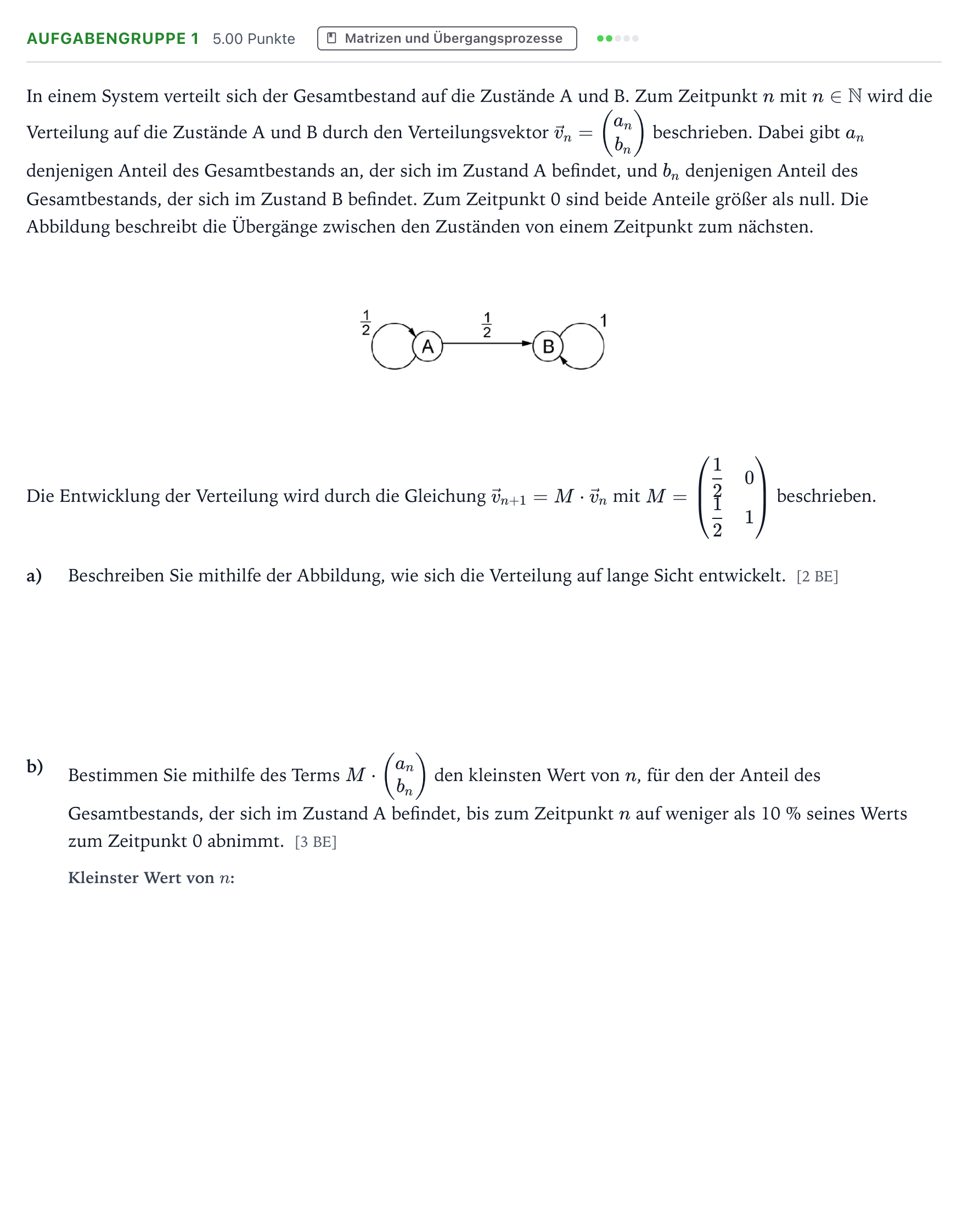 Aufgabenstellung: Aufgabengruppe 1 · Abitur NRW Mathematik LK · Teil A · Lineare Algebra 2019