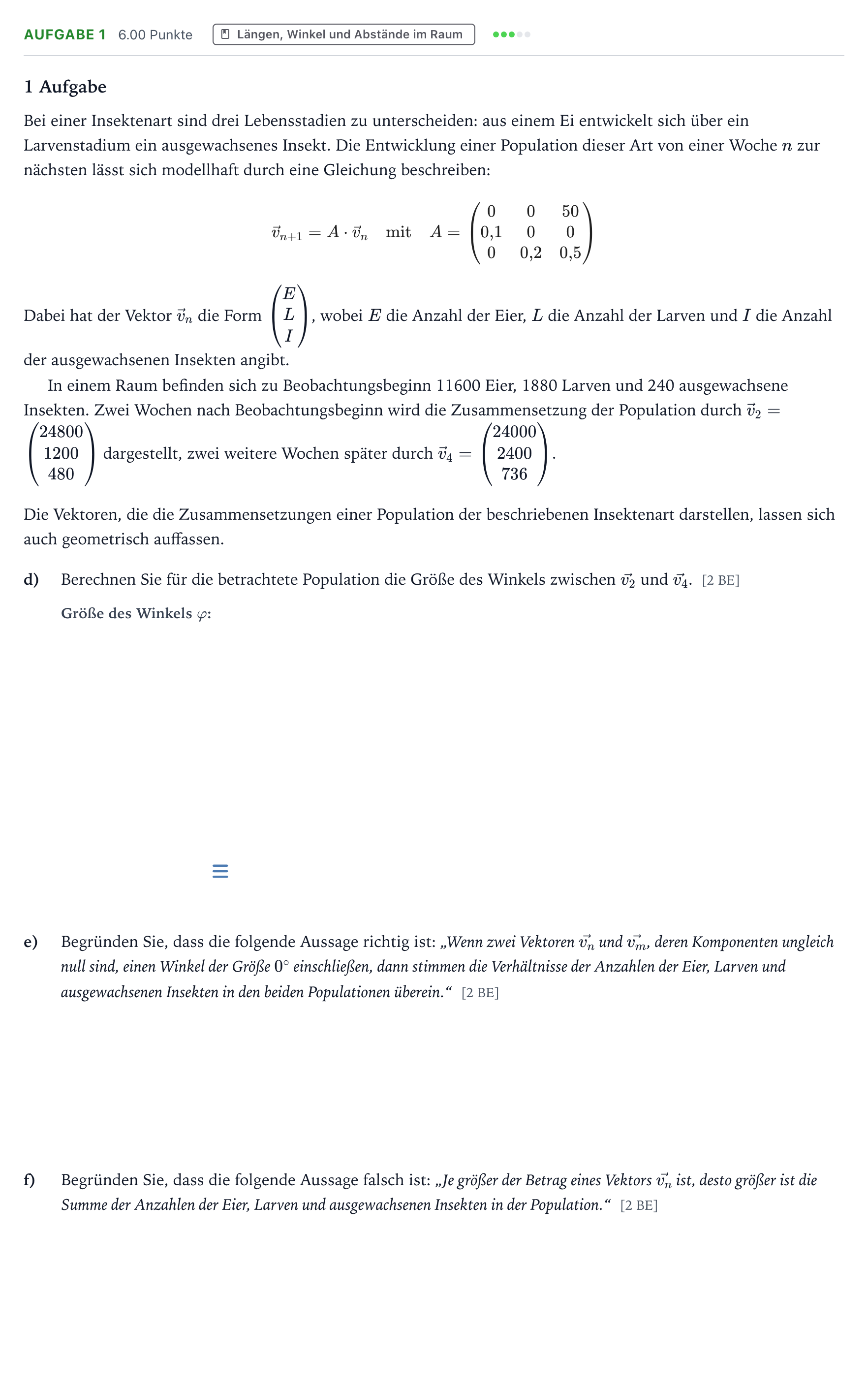 Aufgabenstellung: Aufgabe 1 - Längen, Winkel und Abstände im Raum · Abitur NRW Mathematik GK · Teil B · Lineare Algebra (CAS) 2019