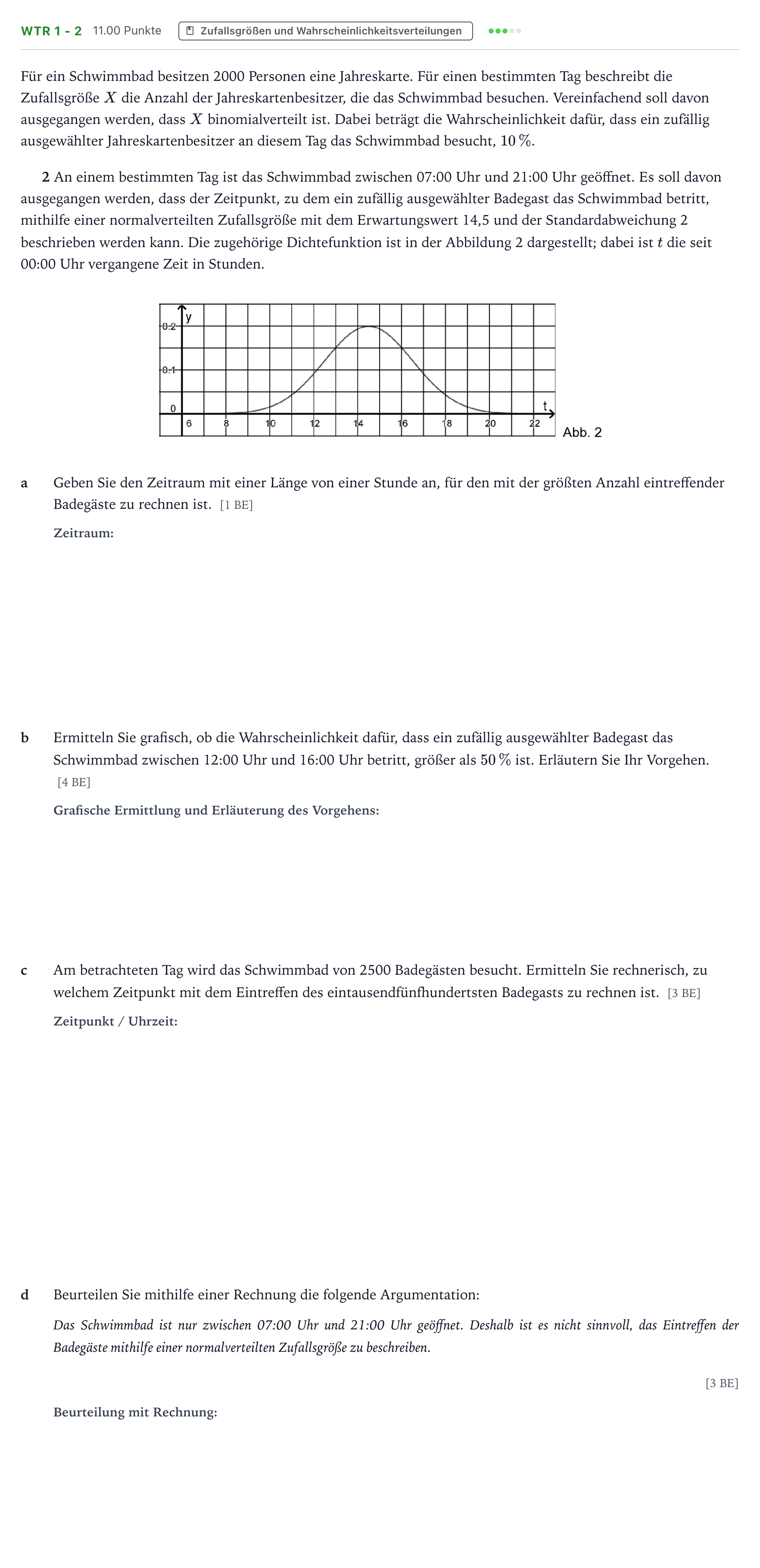 Aufgabenstellung: Aufgabe WTR 1 - 2 · Abitur NRW Mathematik LK · Teil B · Stochastik (WTR) 2019