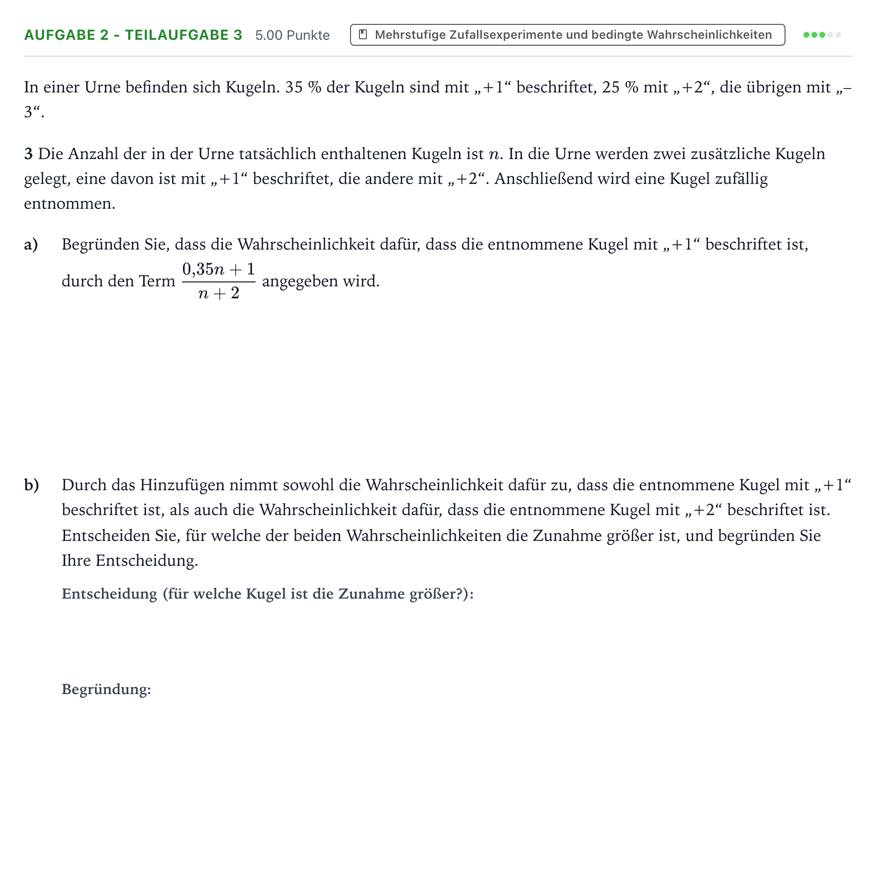 Aufgabenstellung: Aufgabe 2 - Teilaufgabe 3 · Abitur NRW Mathematik GK · Teil B · Stochastik (CAS) 2019