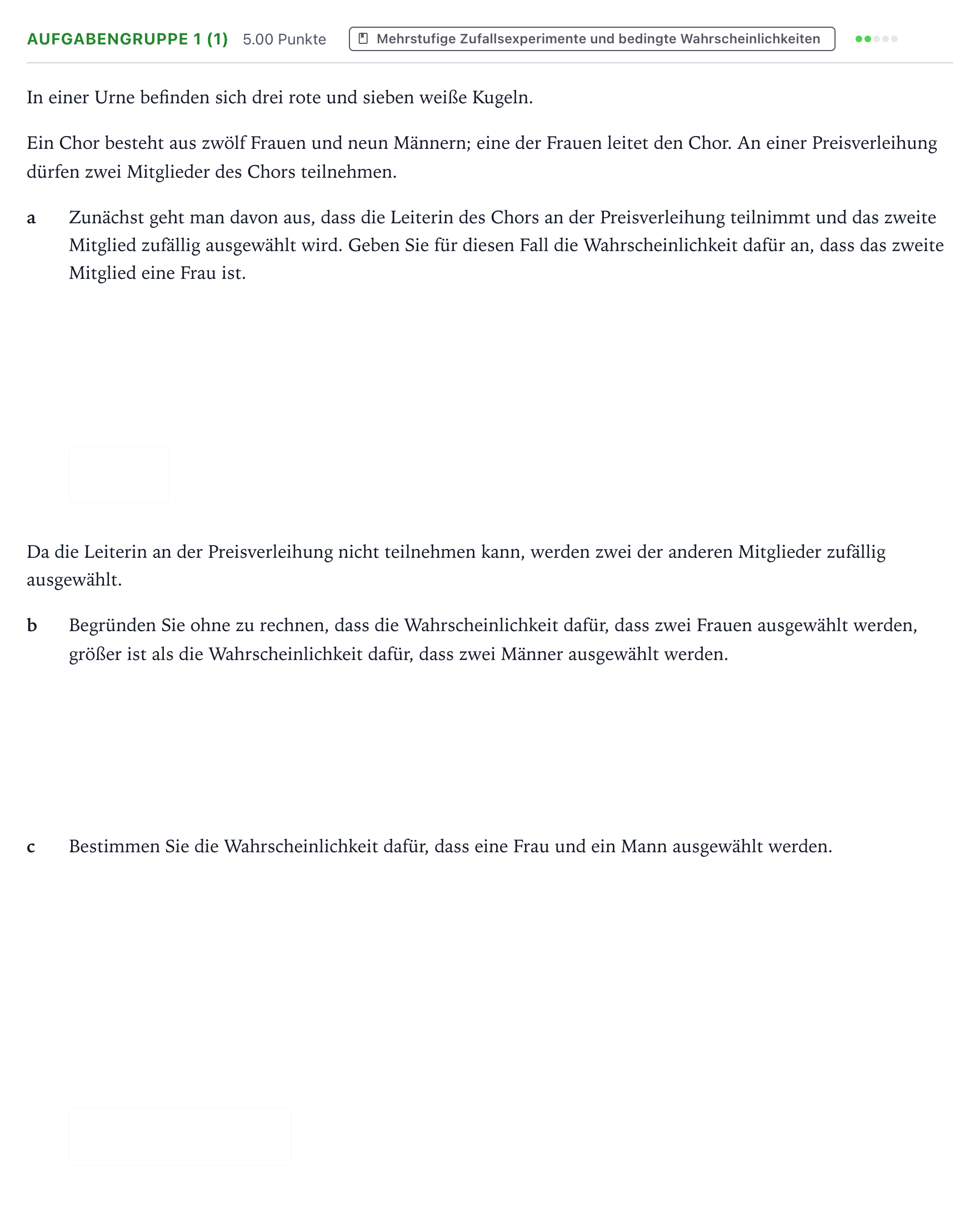 Aufgabenstellung: Aufgabengruppe 1 (1) · Abitur NRW Mathematik GK · Teil A · Stochastik 2019