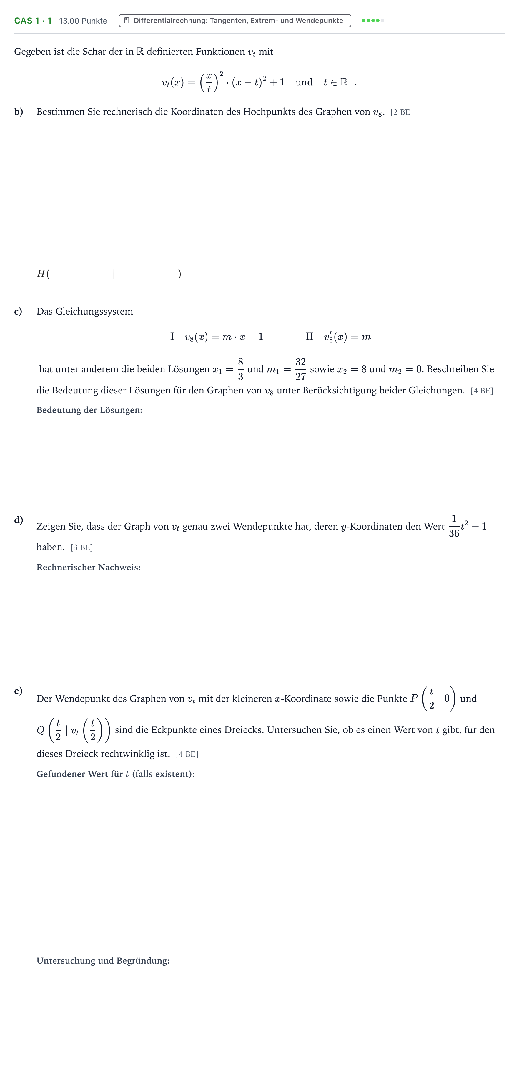 Aufgabenstellung: Aufgabe CAS 1 · 1 - Differentialrechnung · Abitur NRW Mathematik LK · Teil B · Analysis (CAS) 2020