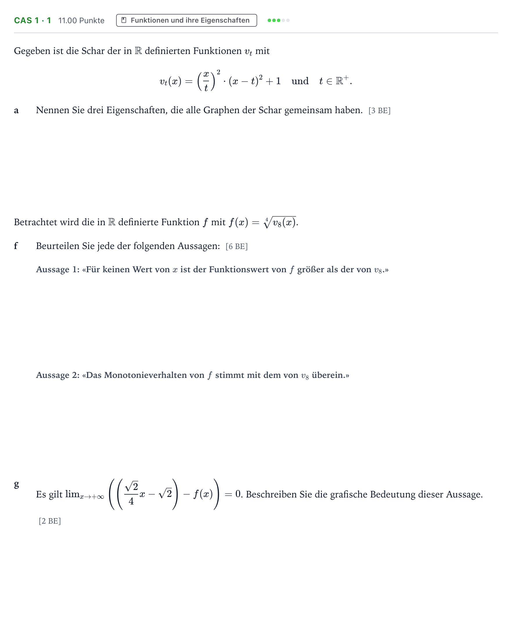 Aufgabenstellung: Aufgabe CAS 1 · 1 - Funktionen und ihre Eigenschaften · Abitur NRW Mathematik LK · Teil B · Analysis (CAS) 2020